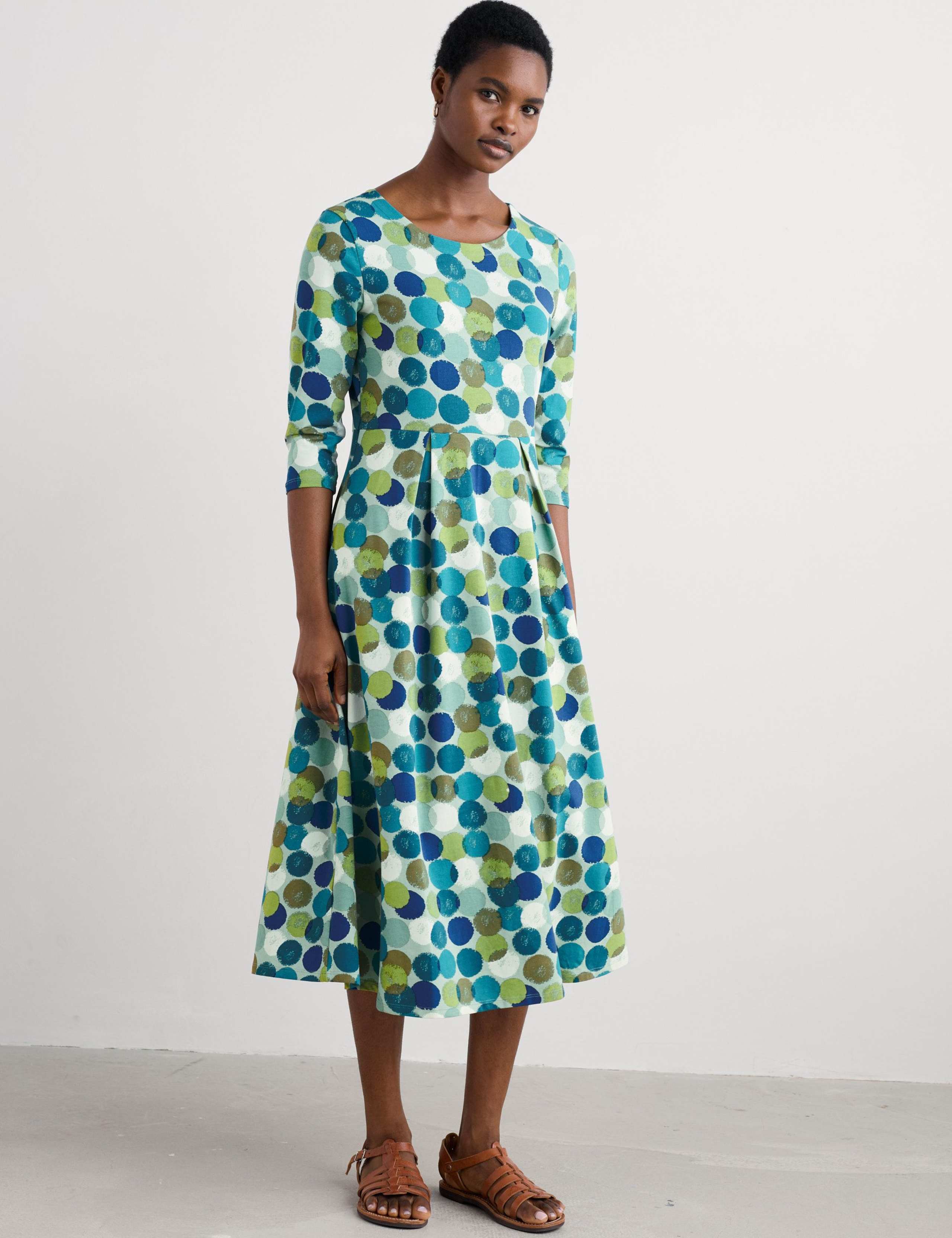 Cotton Rich Scoop Neck Midi Dress