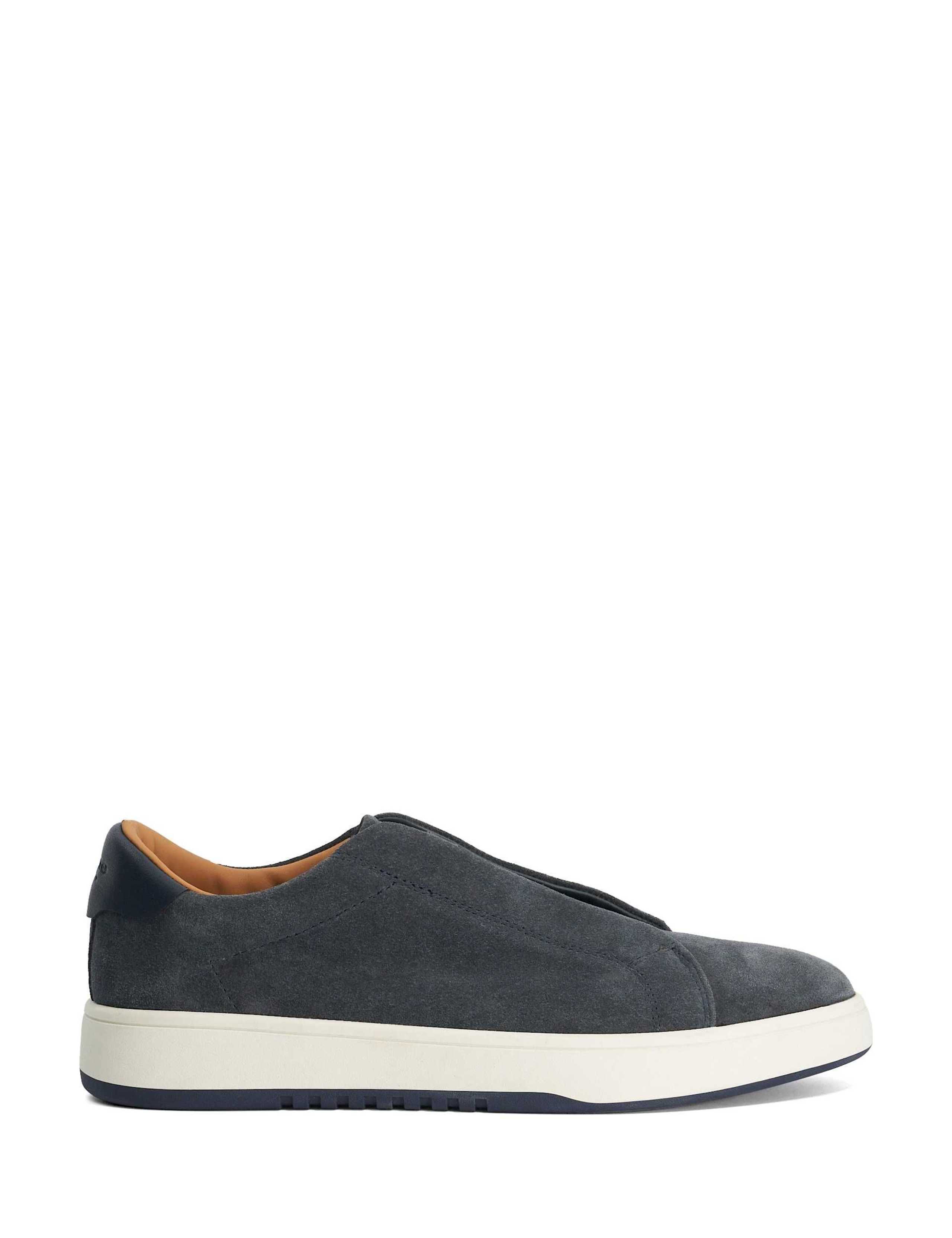 Wide Fit Leather Slip On Trainers