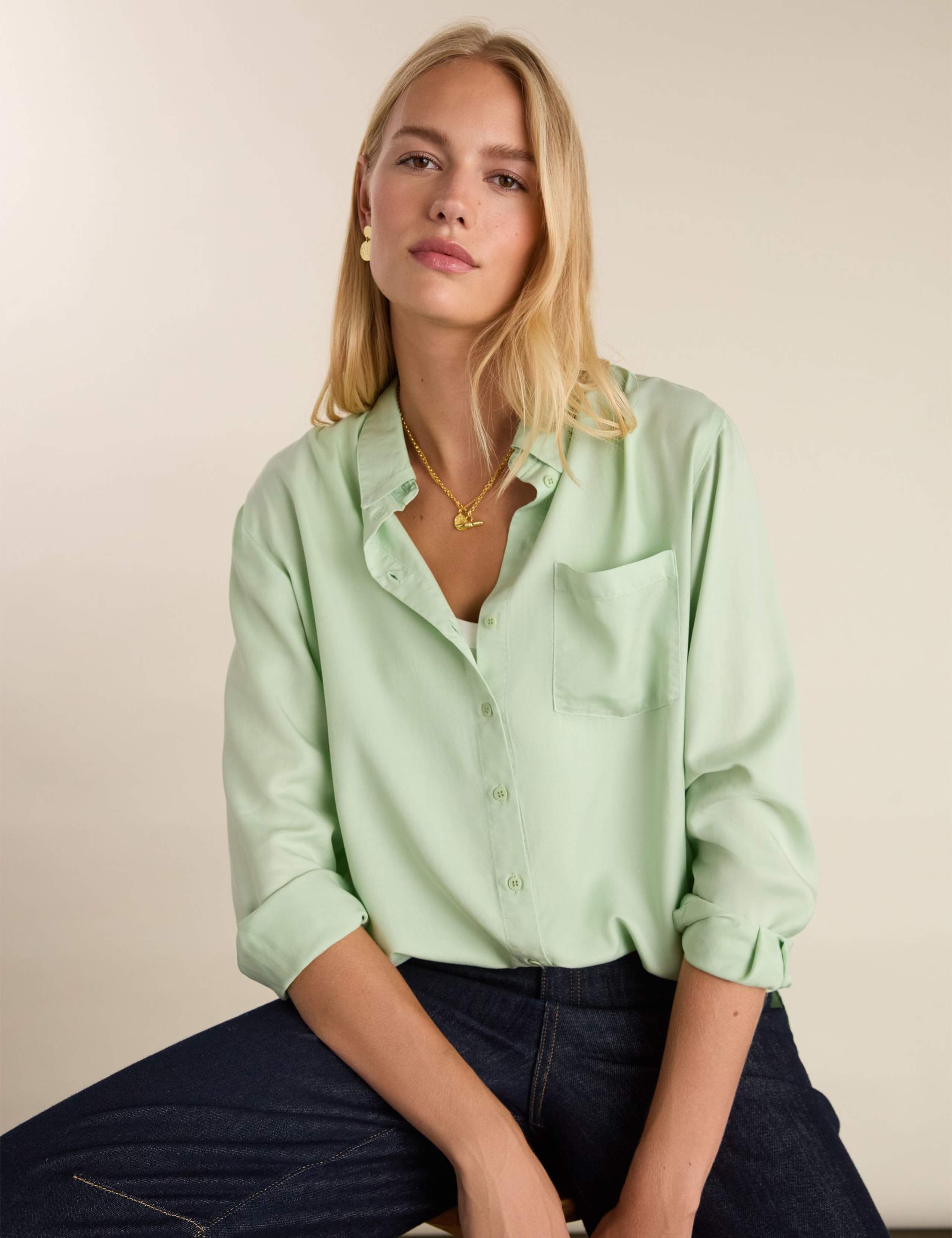 Pure Lyocell Collared Relaxed Shirt