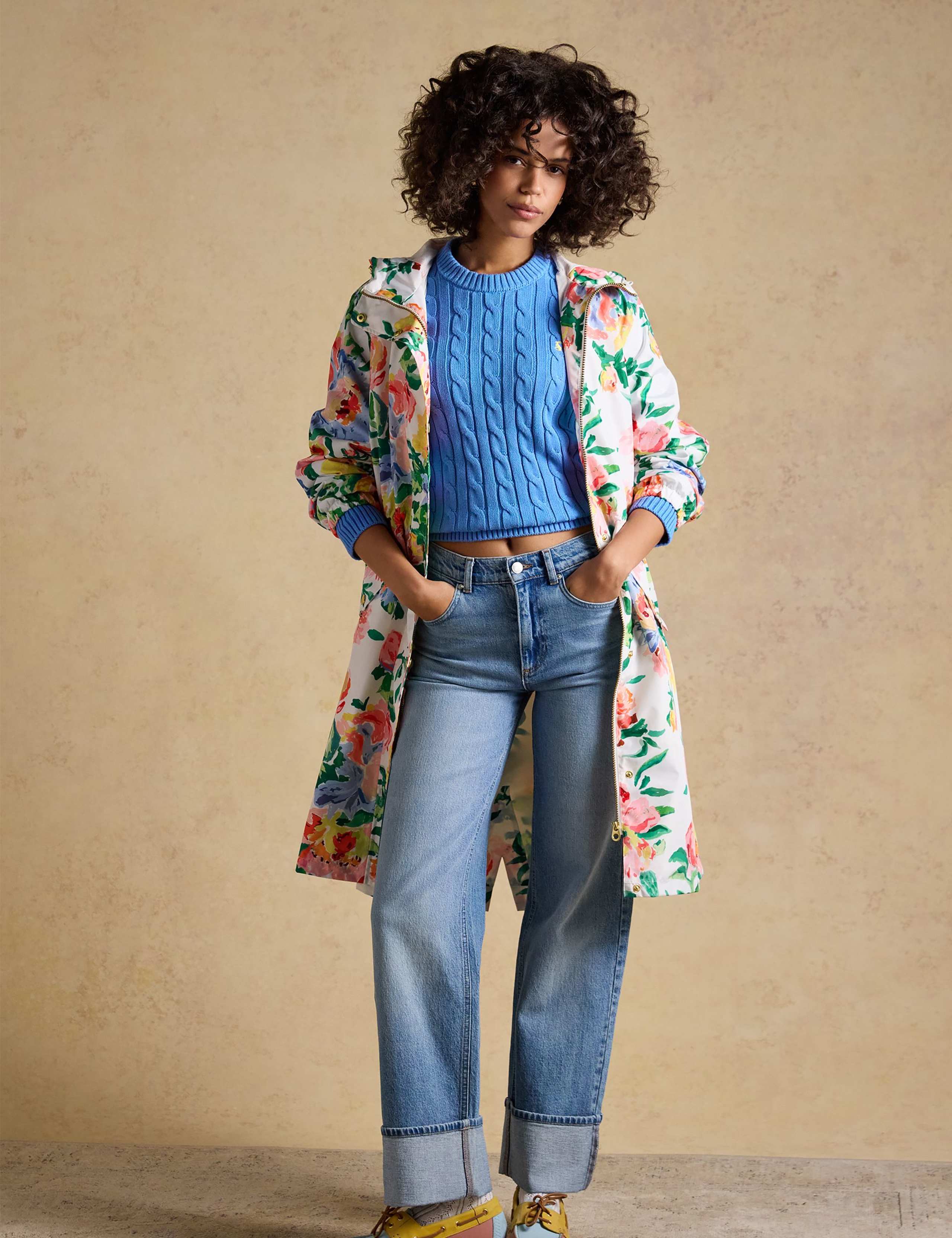 Waterproof Floral Hooded Packaway Raincoat