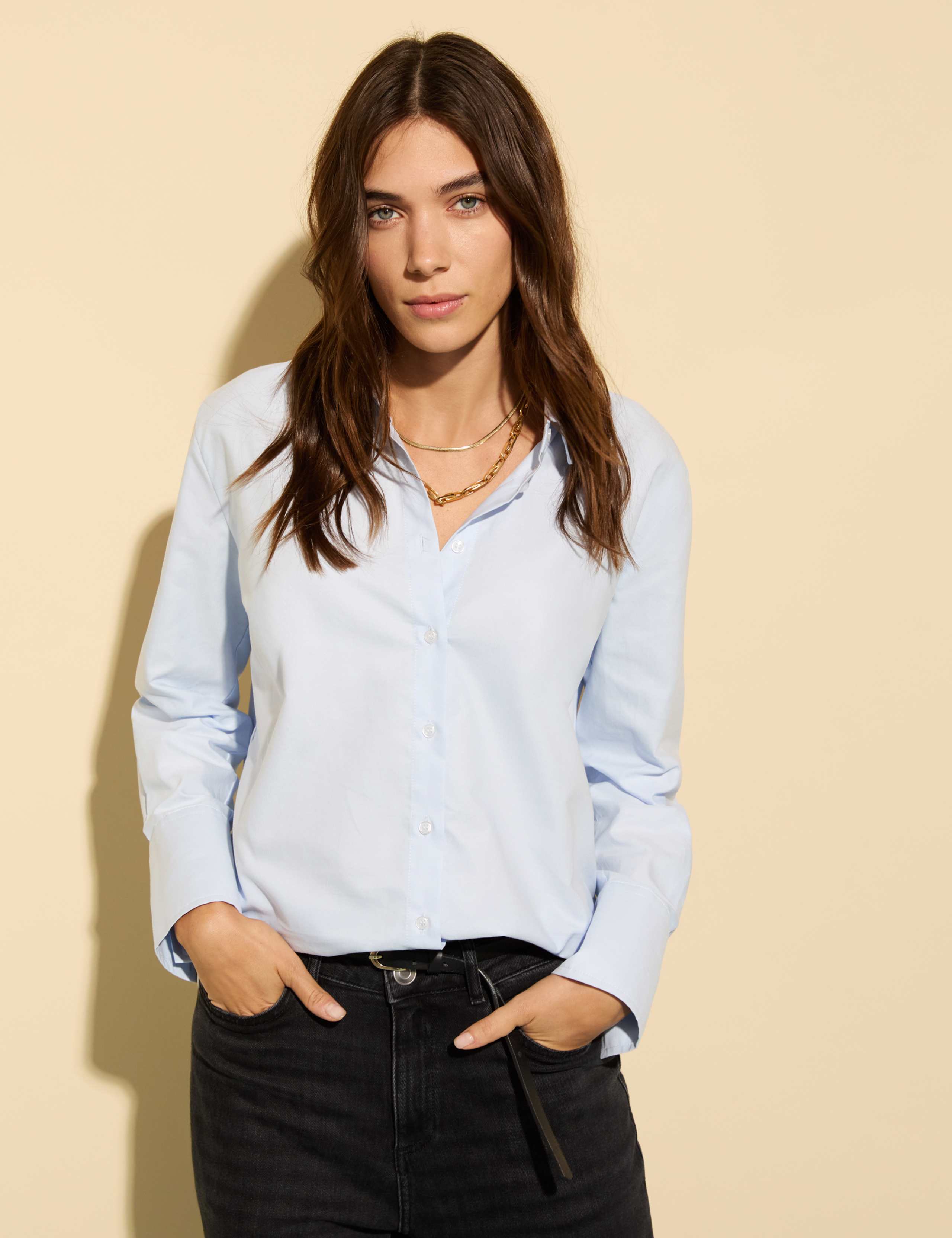 Pure Cotton Collared Button Through Shirt