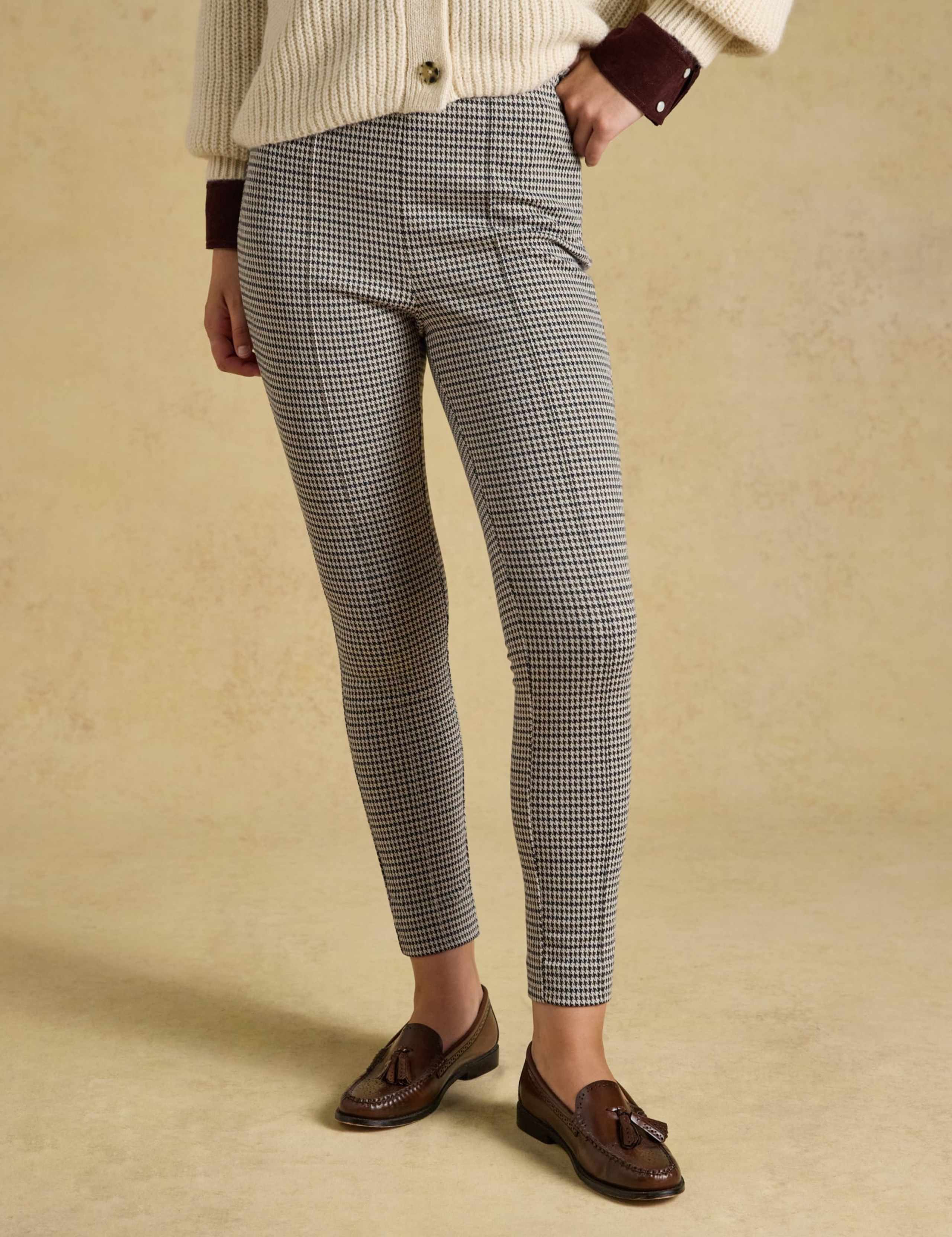 Dogtooth Drawstring Skinny Cropped Trousers
