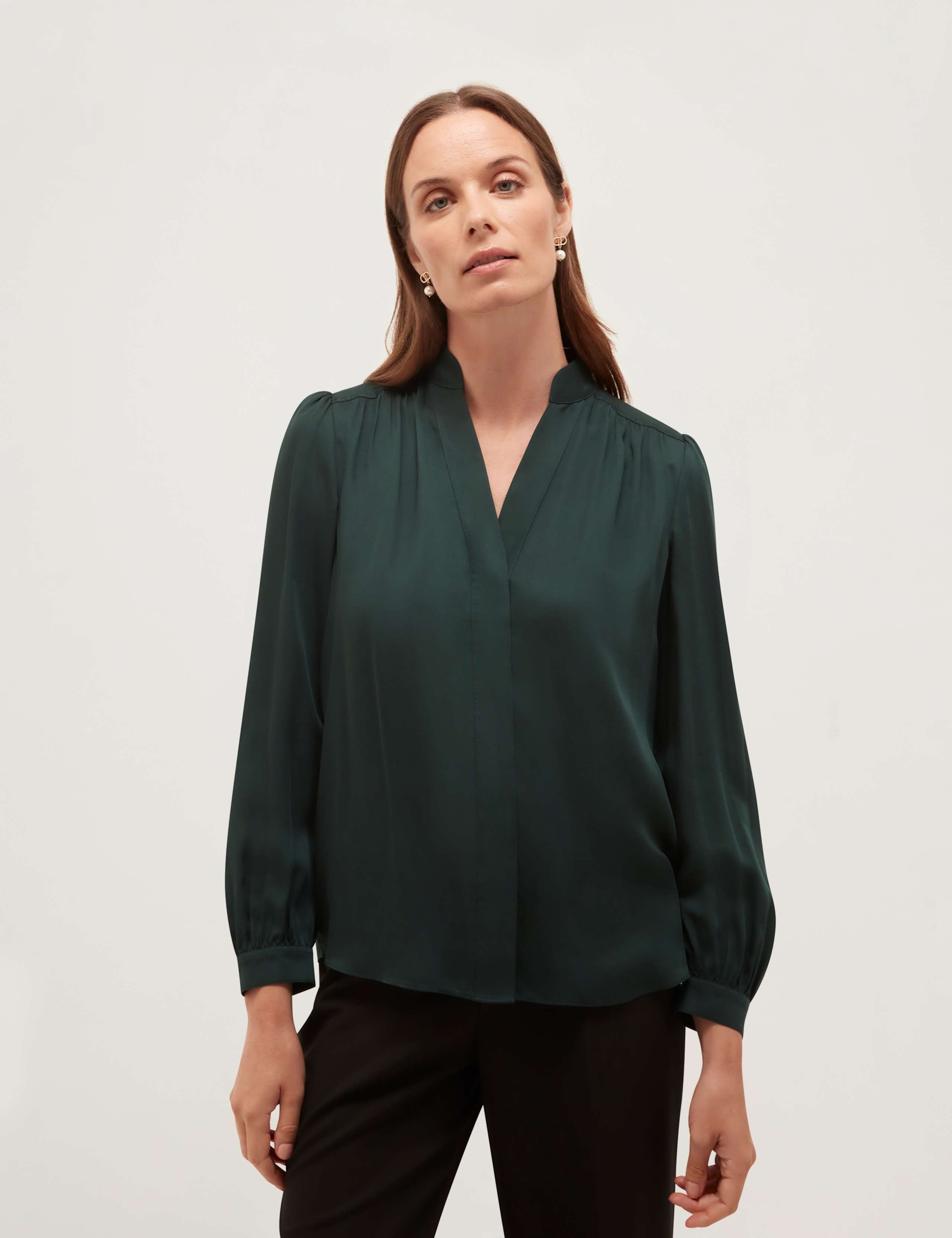 Pure Lyocell V-Neck Blouse