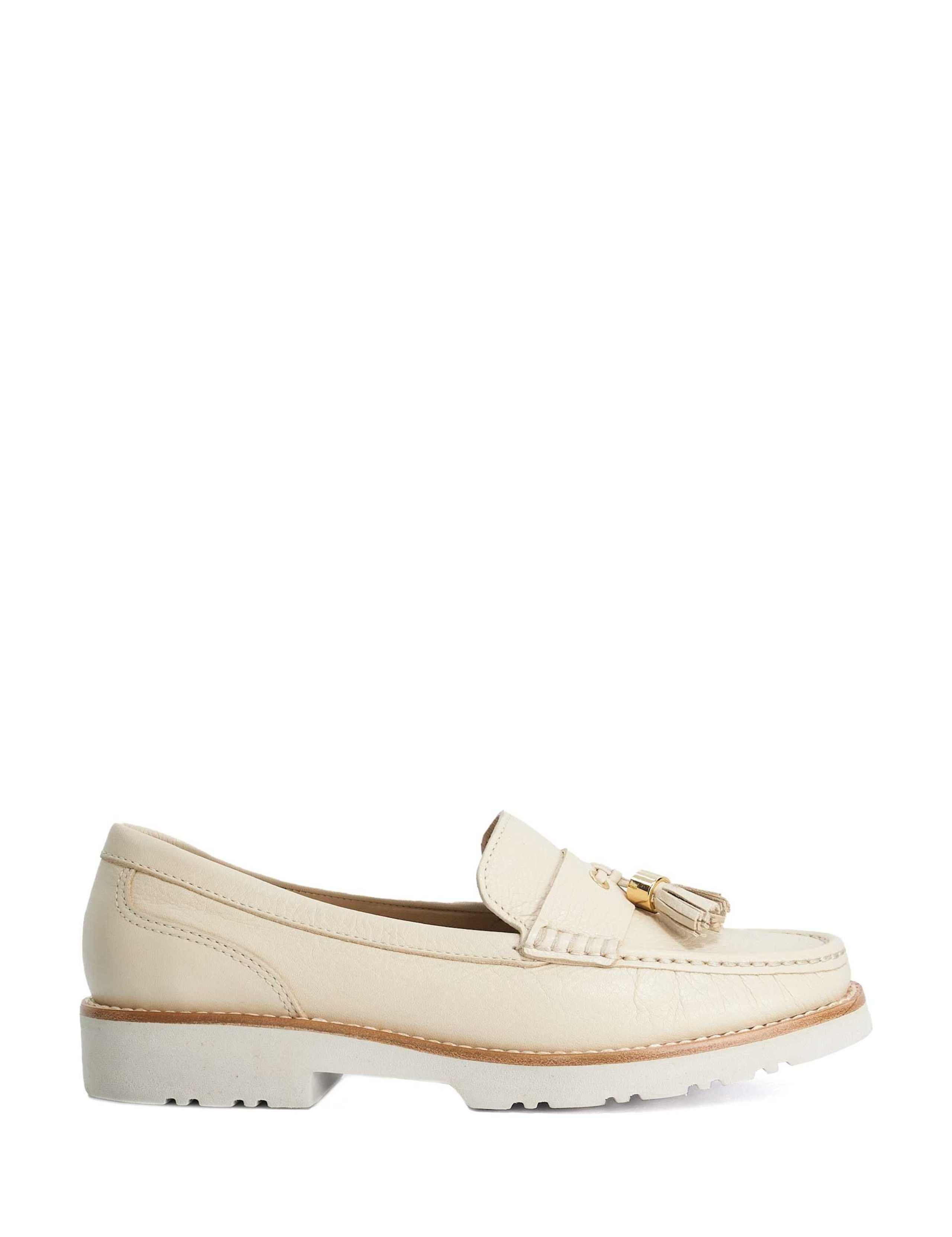 Wide Fit Leather Cleated Block Heel Loafer