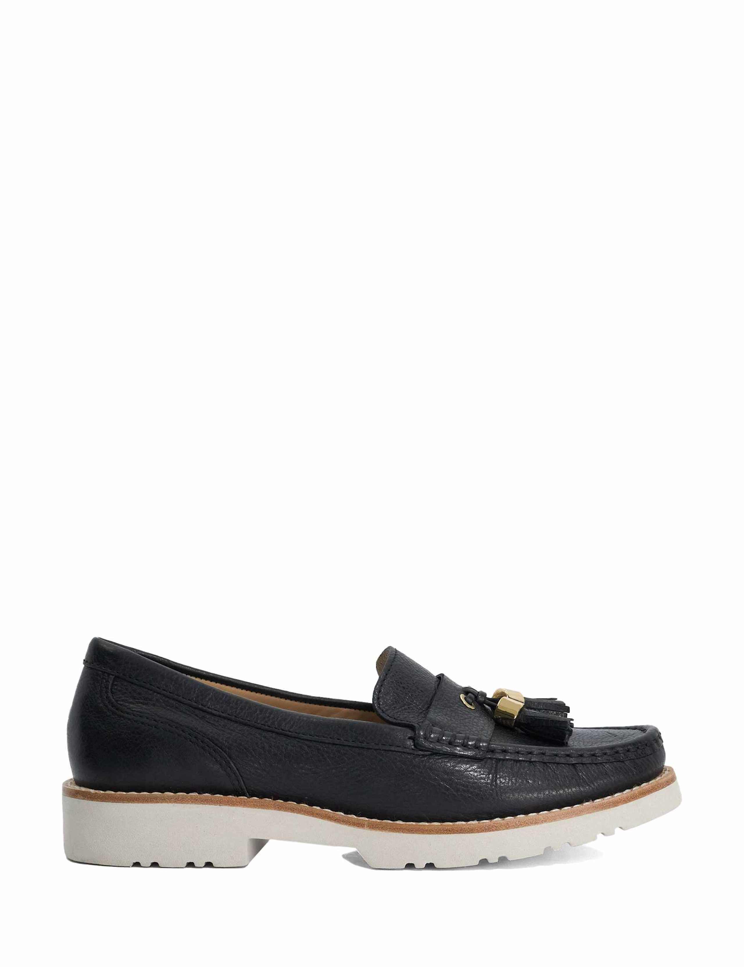 Wide Fit Leather Cleated Block Heel Loafer