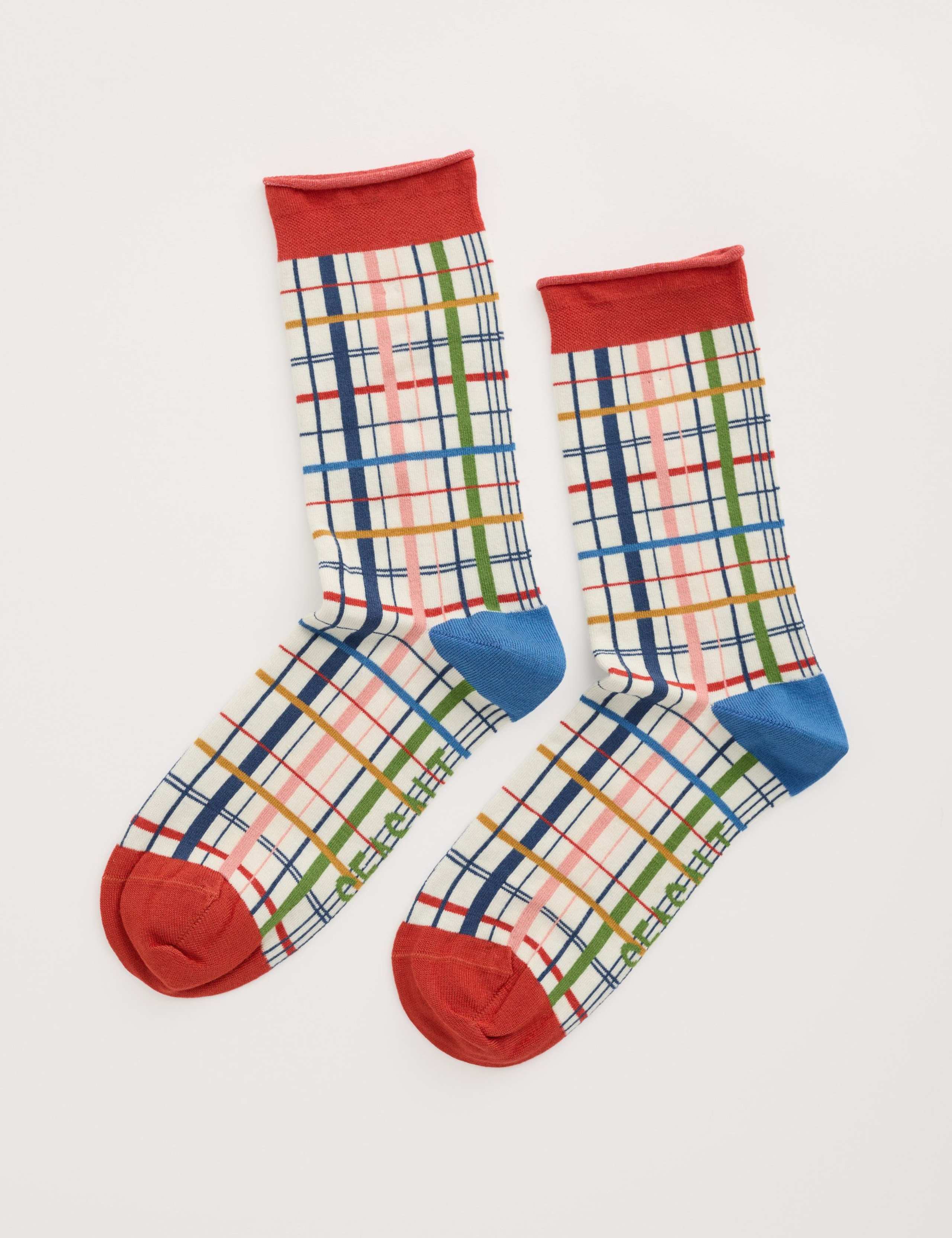 Checked Ankle High Socks