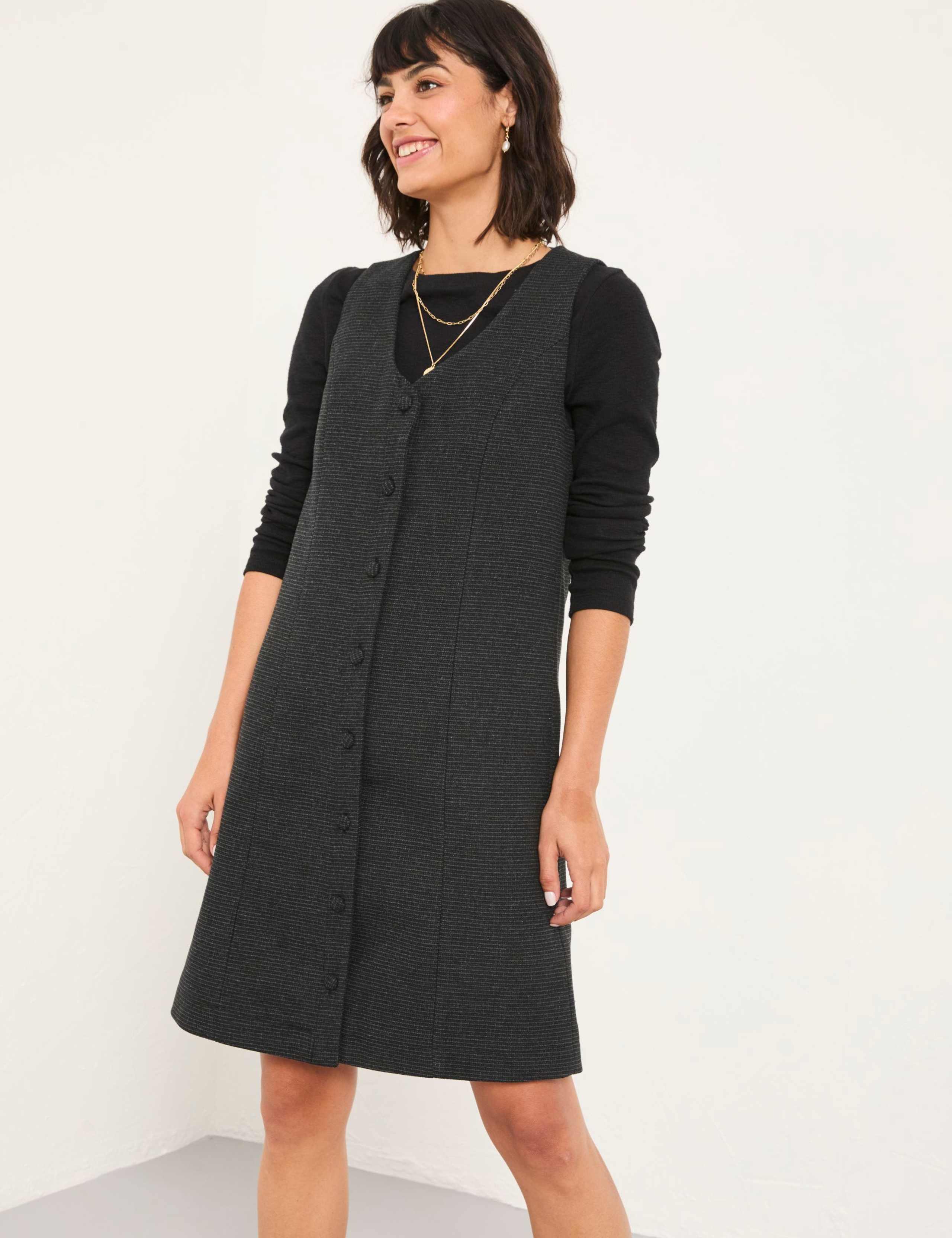 Tweed V-Neck Mini Shift Dress