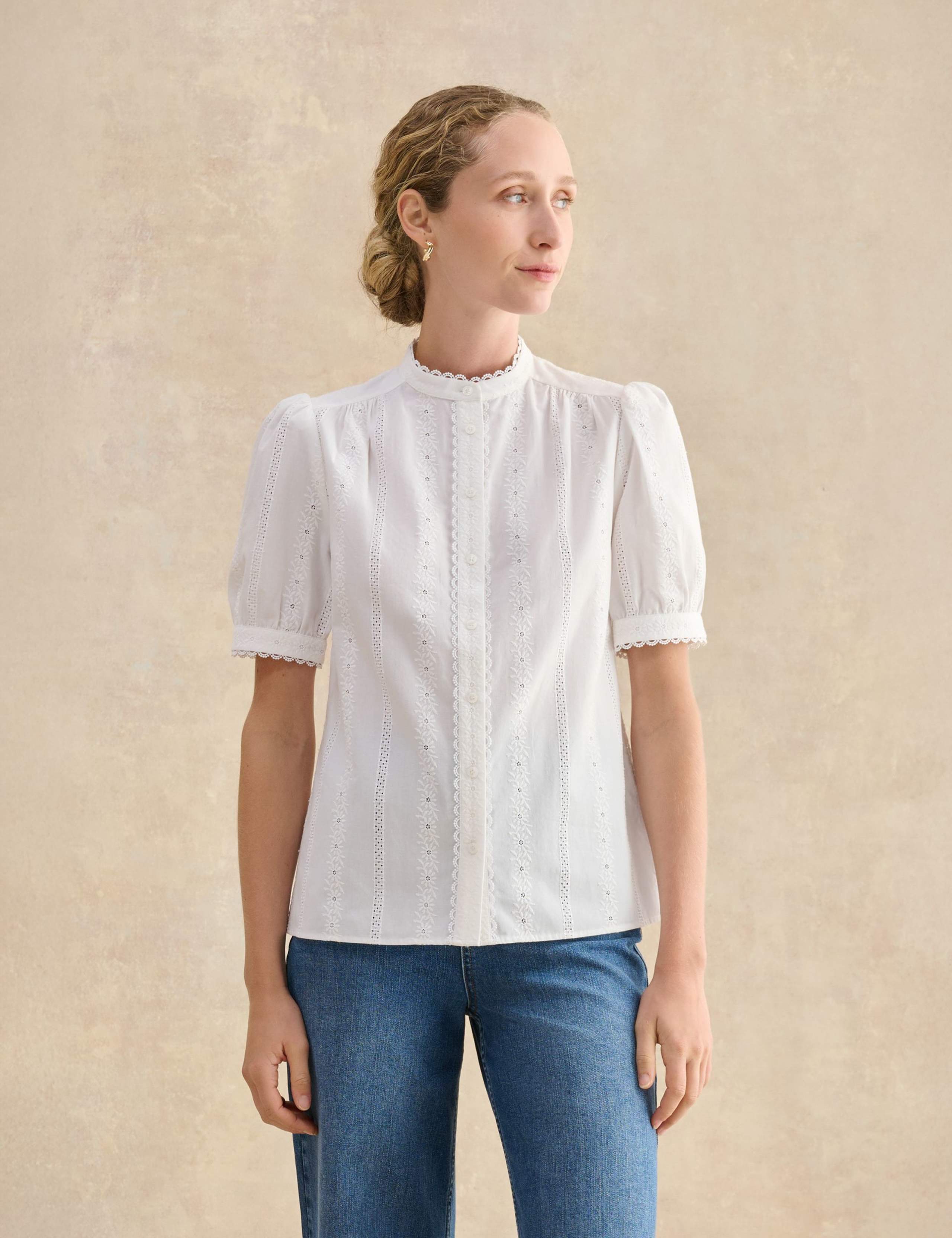 Pure Cotton Cutwork Detail Blouse