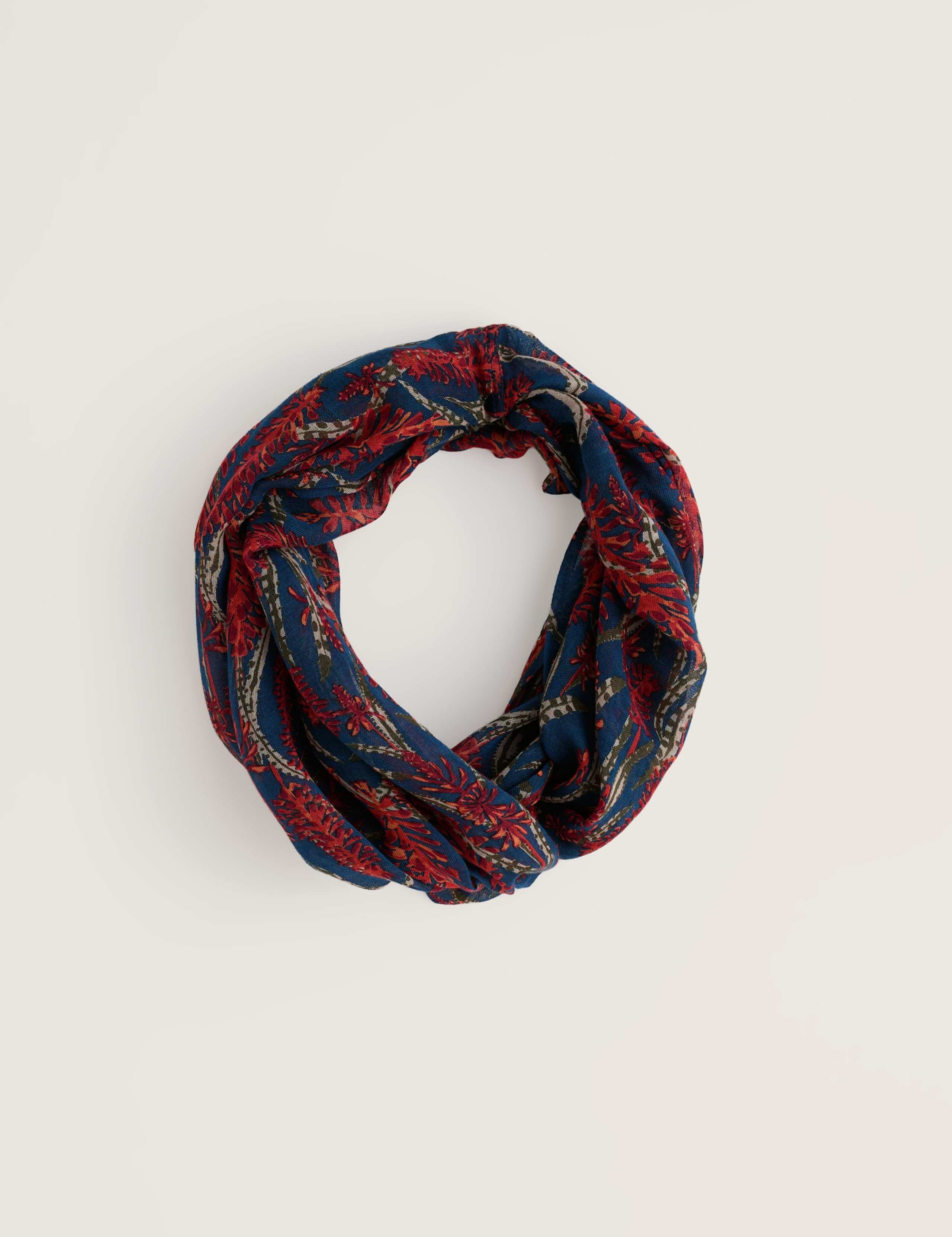 Modal Rich Printed Snood Scarf with Linen