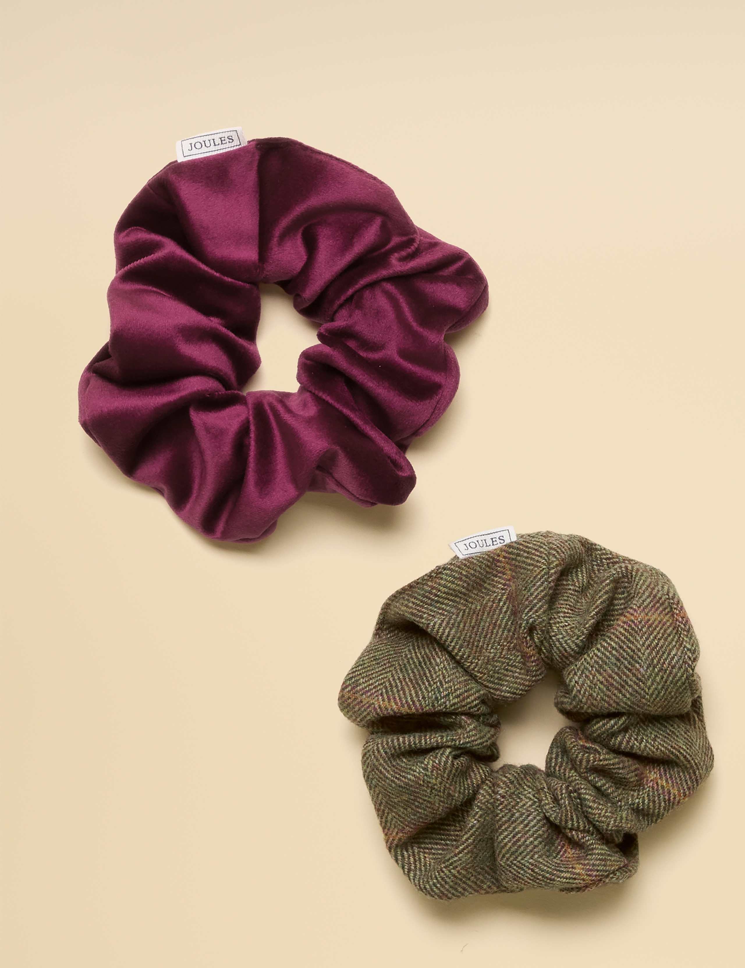 2 Pack Velvet & Tweed Scrunchies
