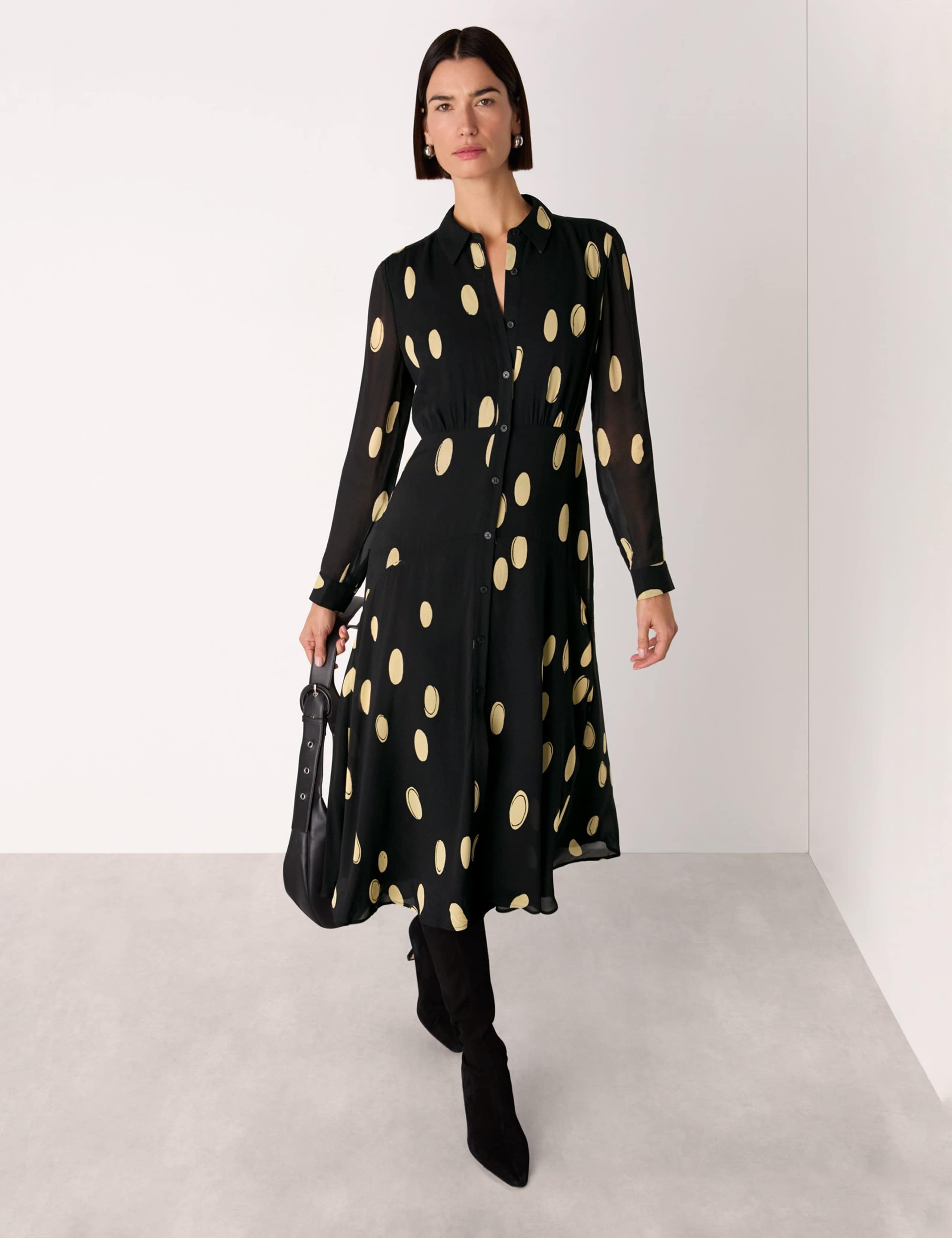 Abstract Spot Print Midi Shirt Dress