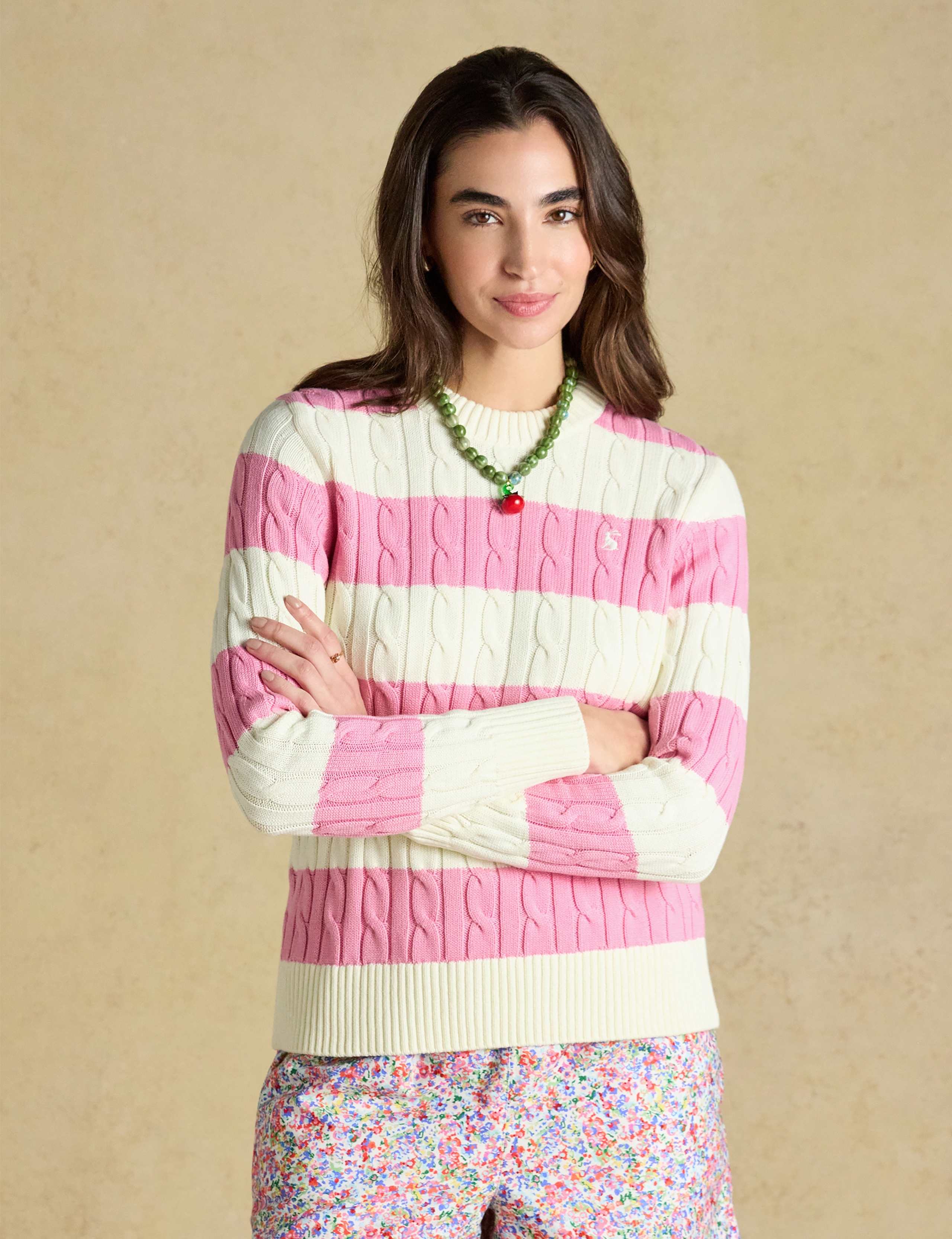 Pure Cotton Striped Cable KnitJumper