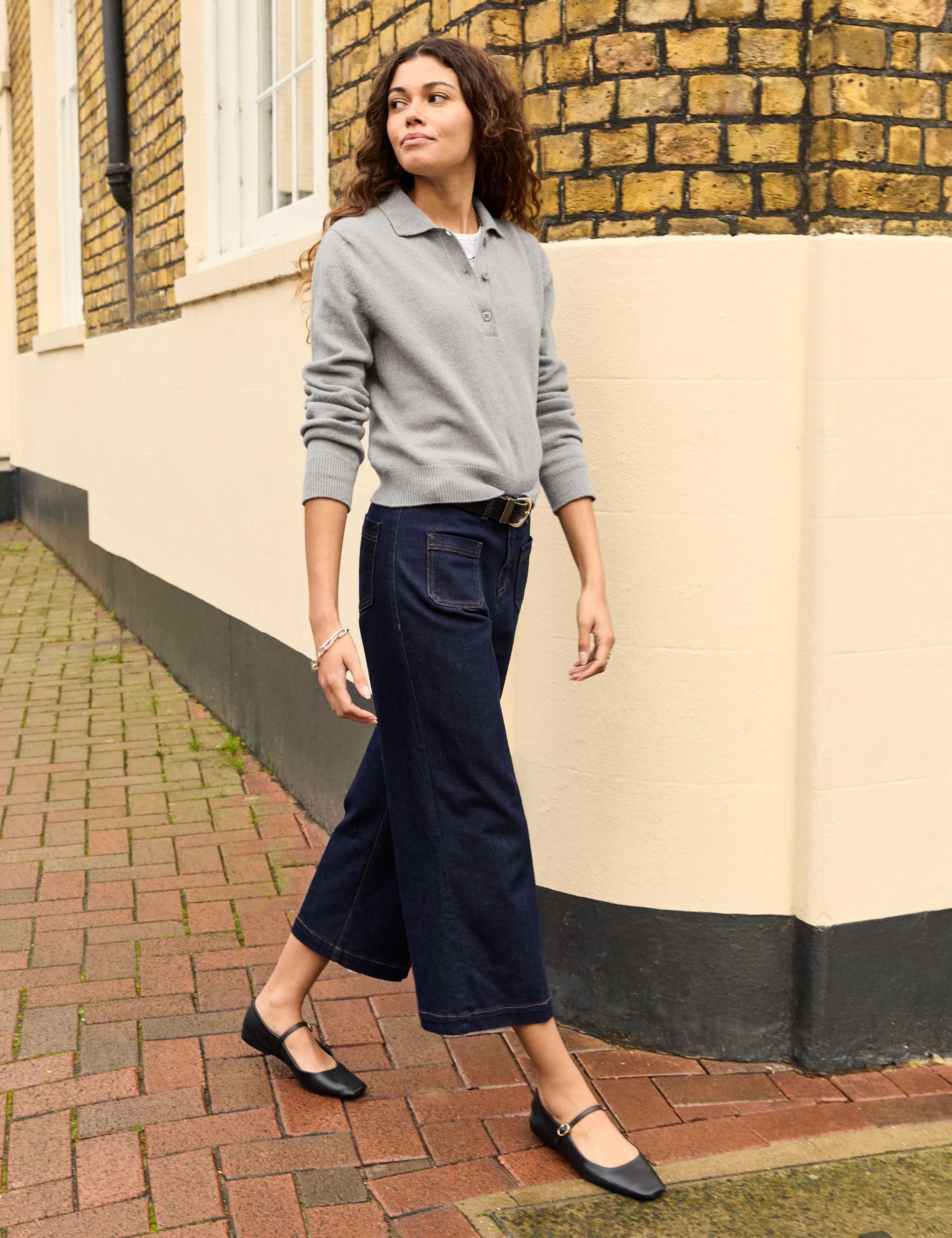 High Waisted Wide Leg Cropped Jeans