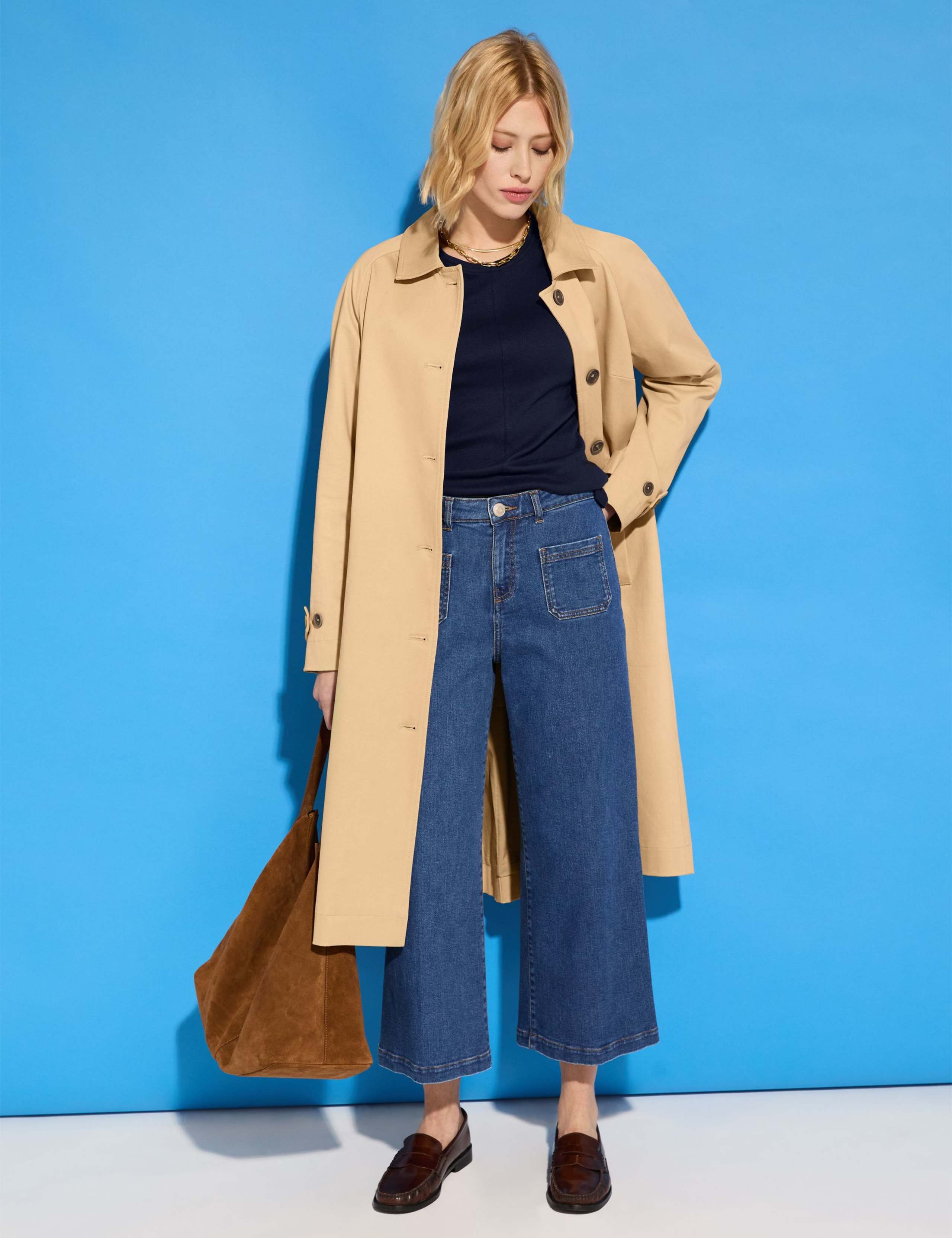 High Waisted Wide Leg Cropped Jeans
