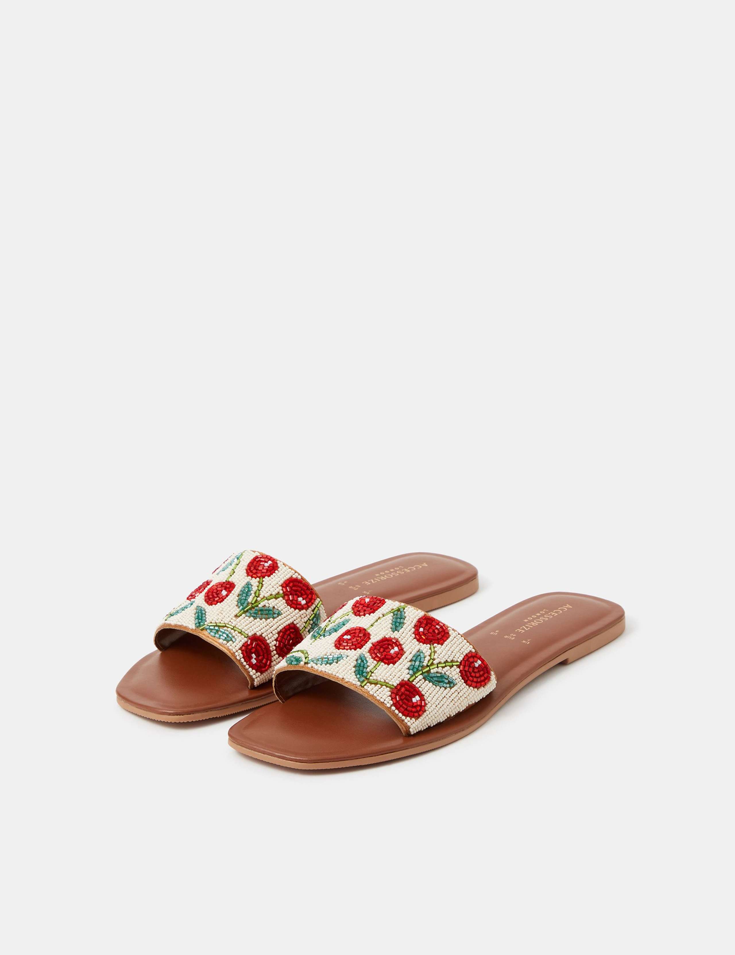 Beaded Cherry Flat Mules