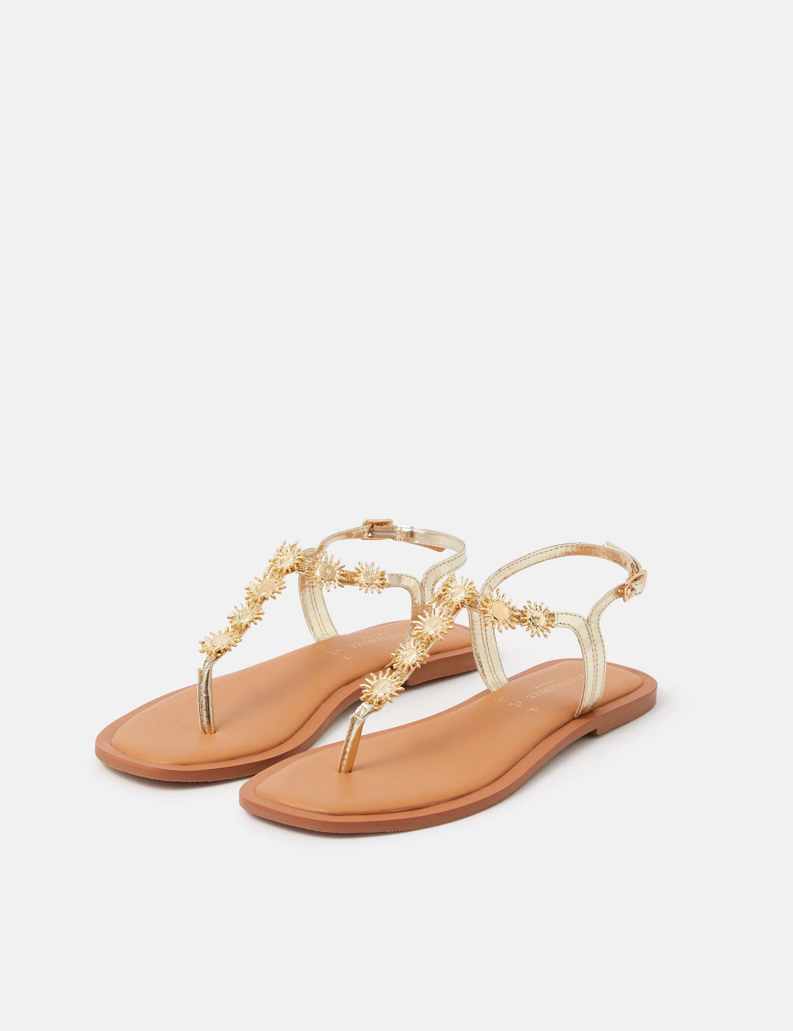 Metallic Sun Toe Thong Sandals