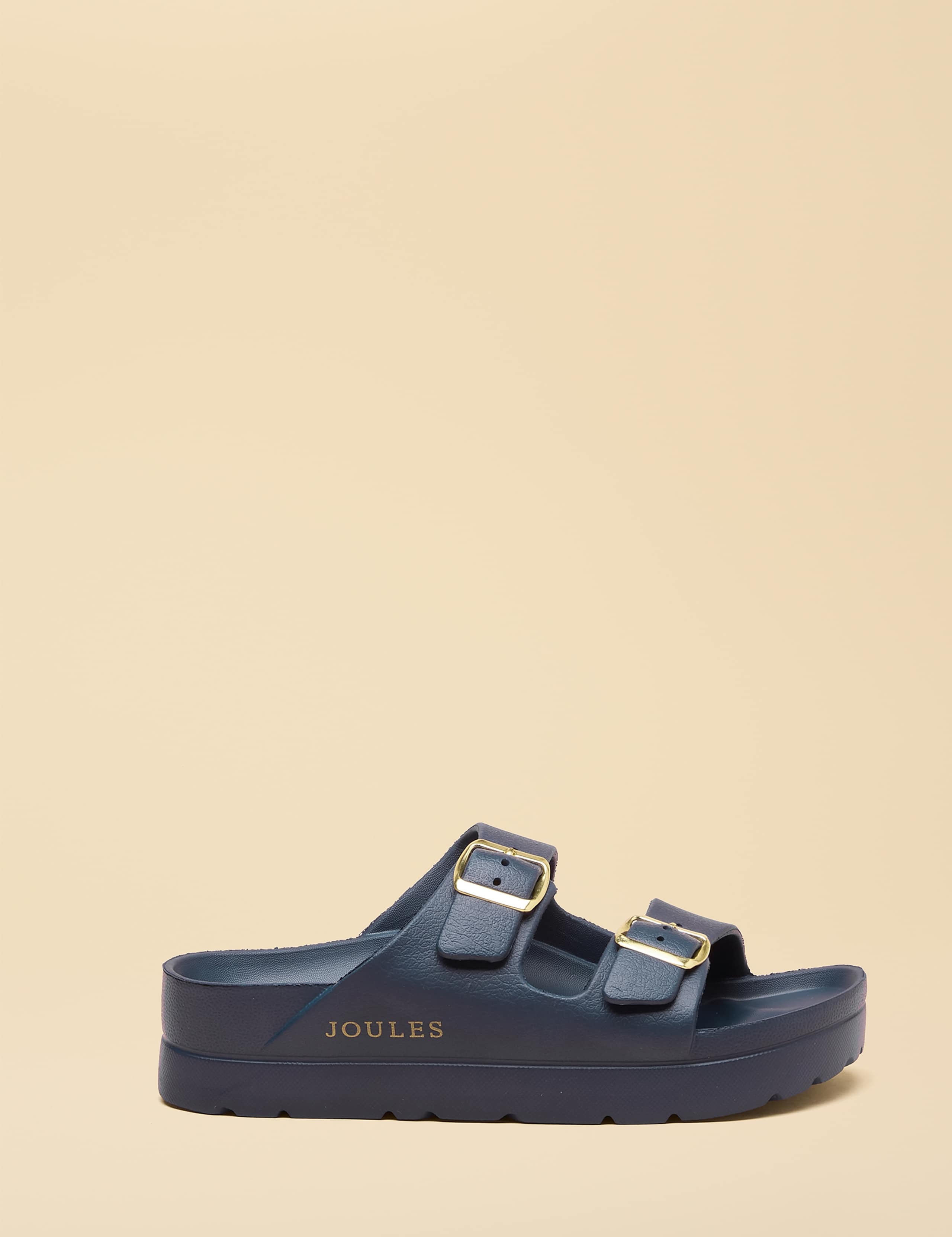 Double Buckle Platform Sliders