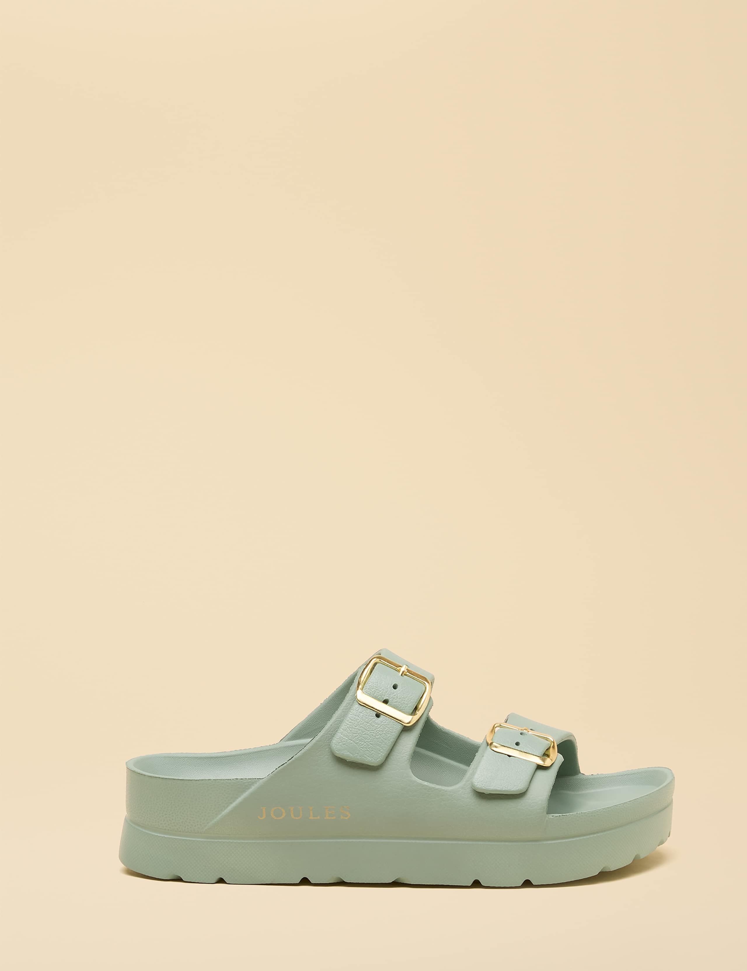 Double Buckle Platform Sliders
