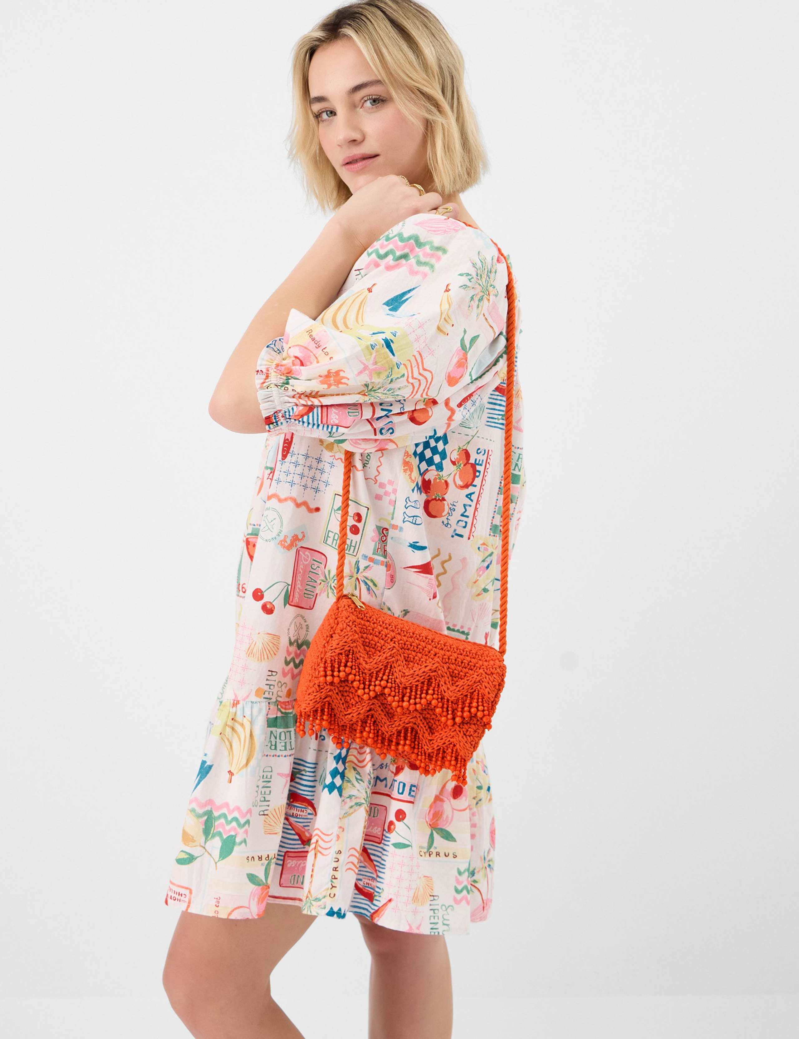 Beaded Macrame Cross Body Bag