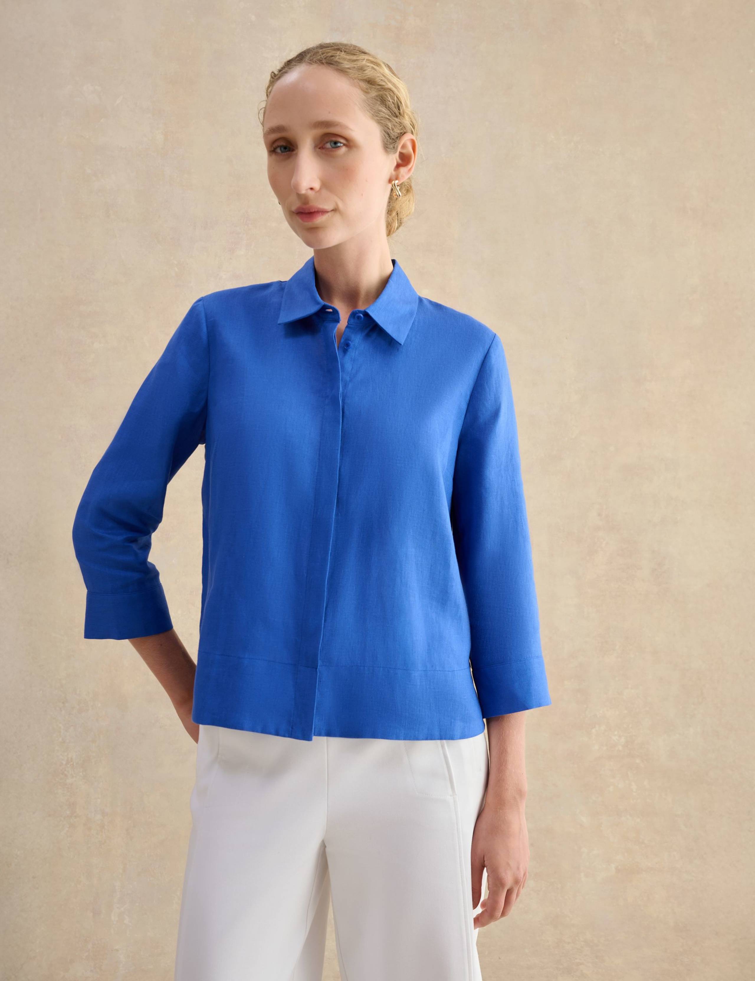 Pure Linen Collared Blouse