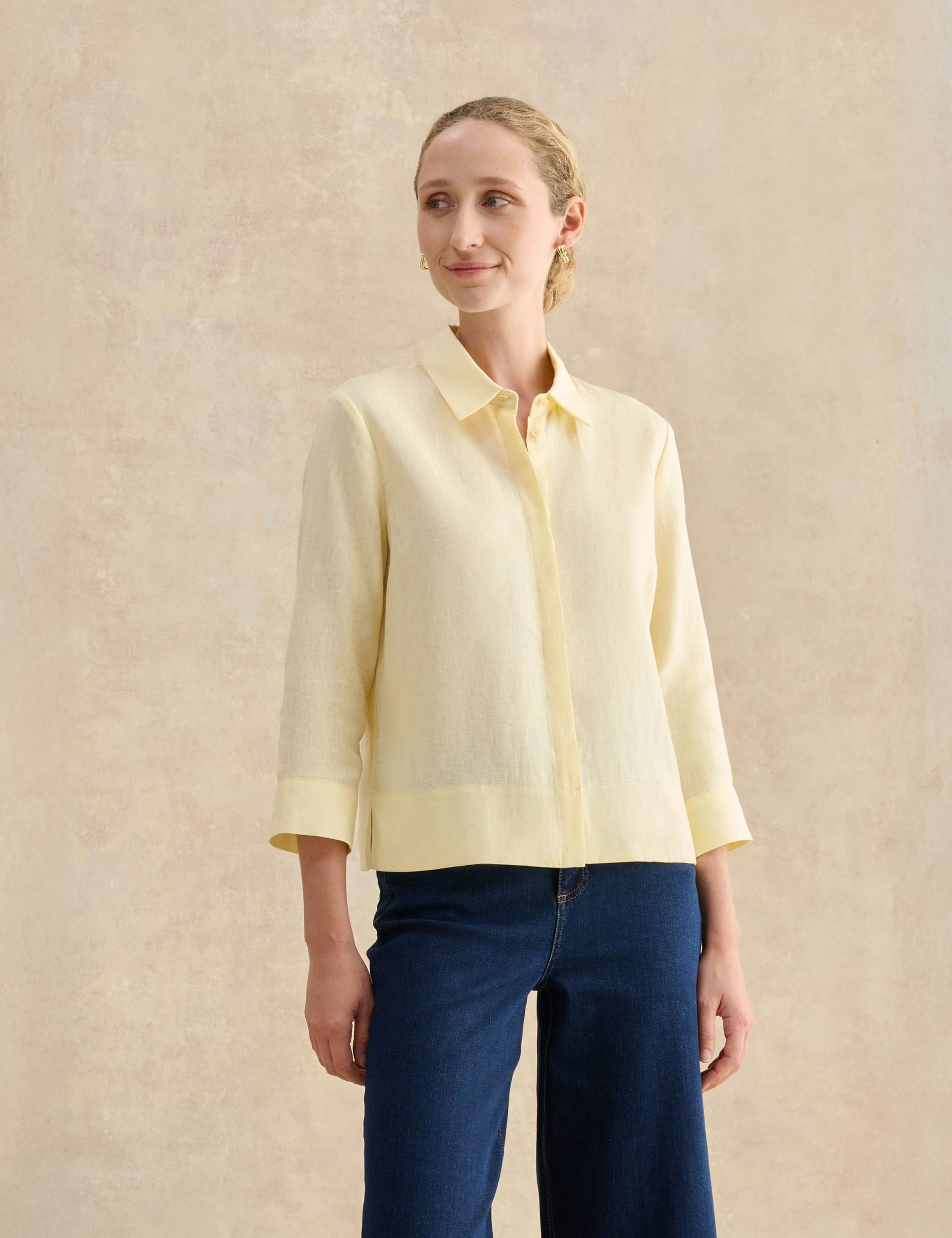 Pure Linen Collared Blouse