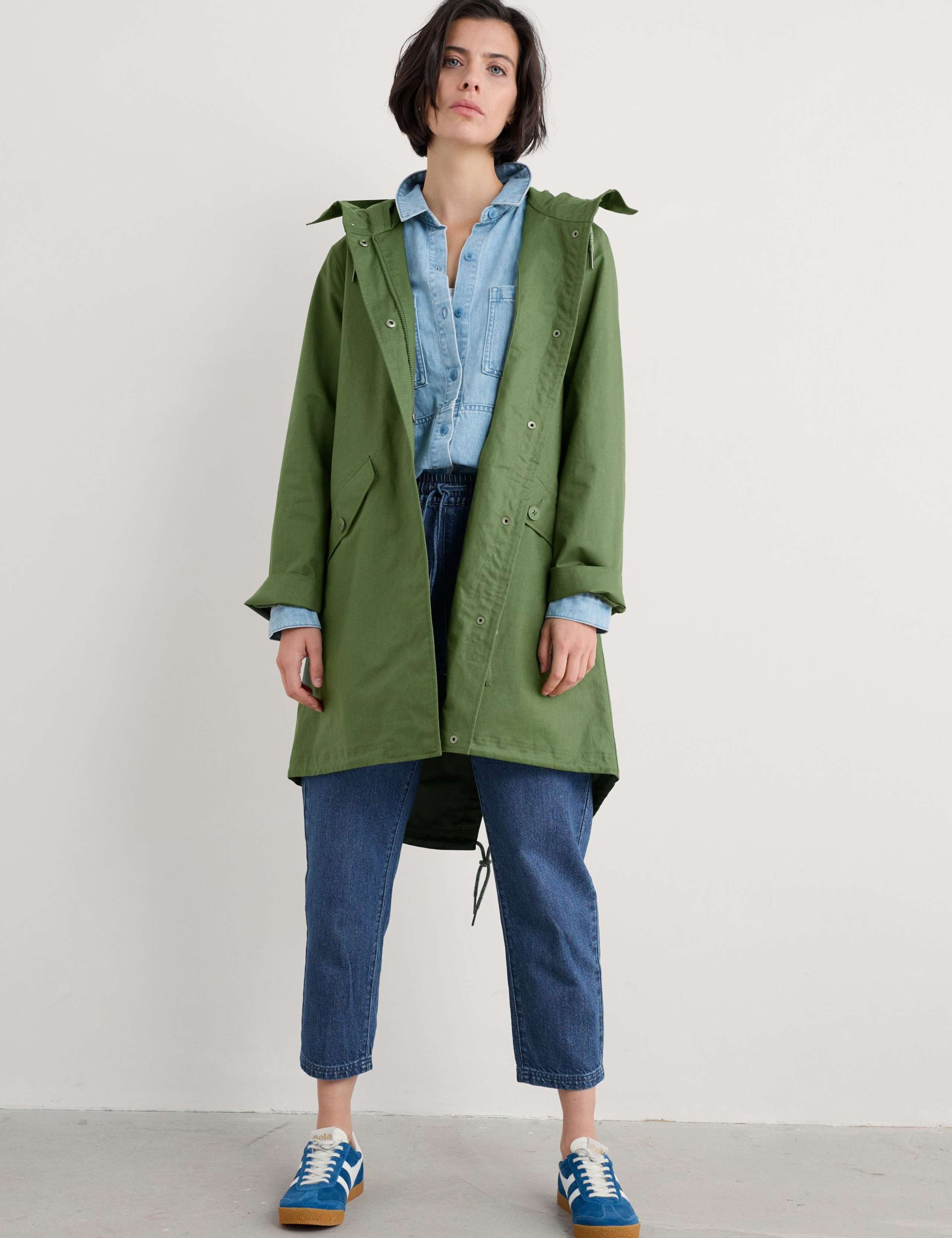 Linen Rich Waterproof Hooded Longline Coat