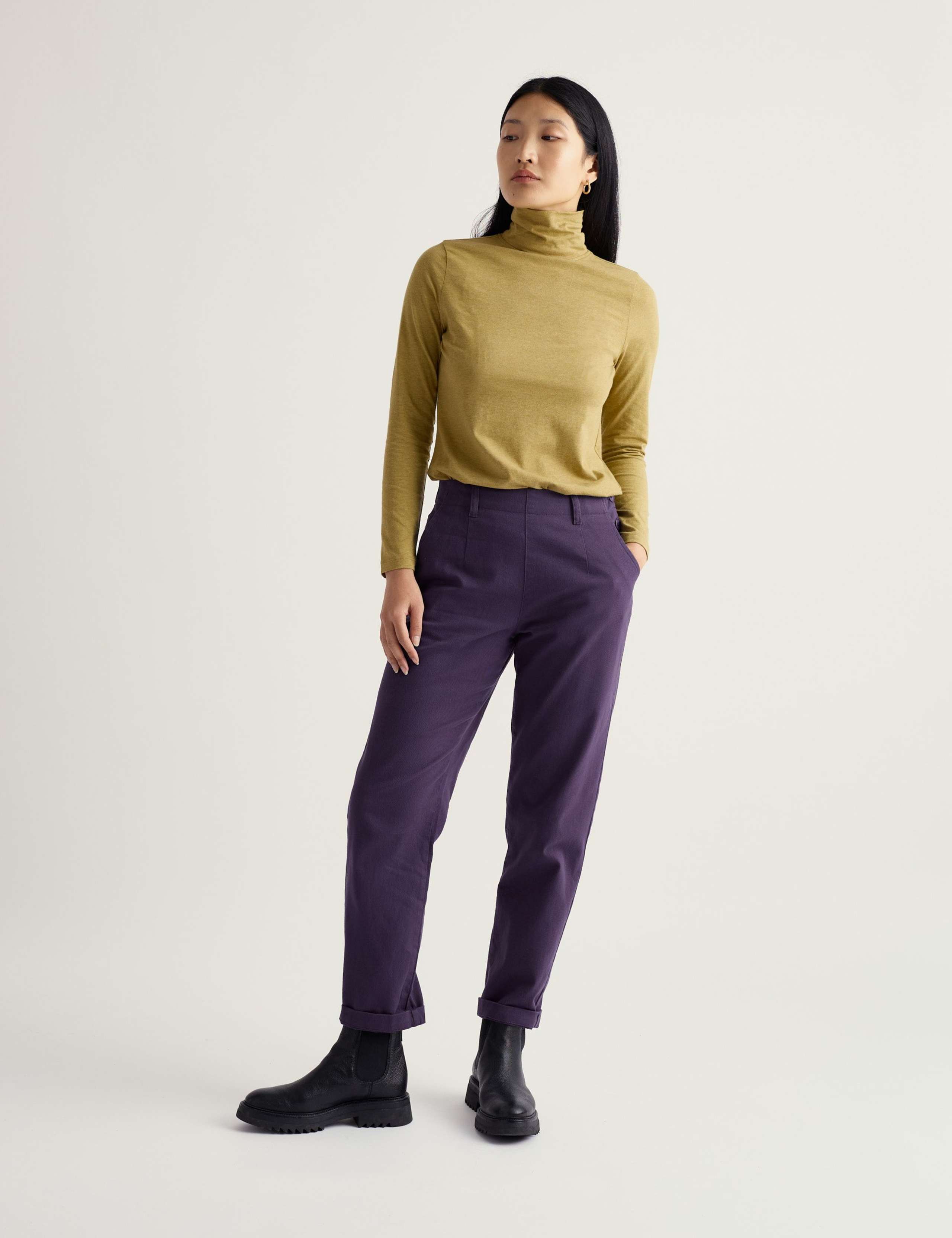 Cotton Rich Tapered Ankle Grazer Trousers