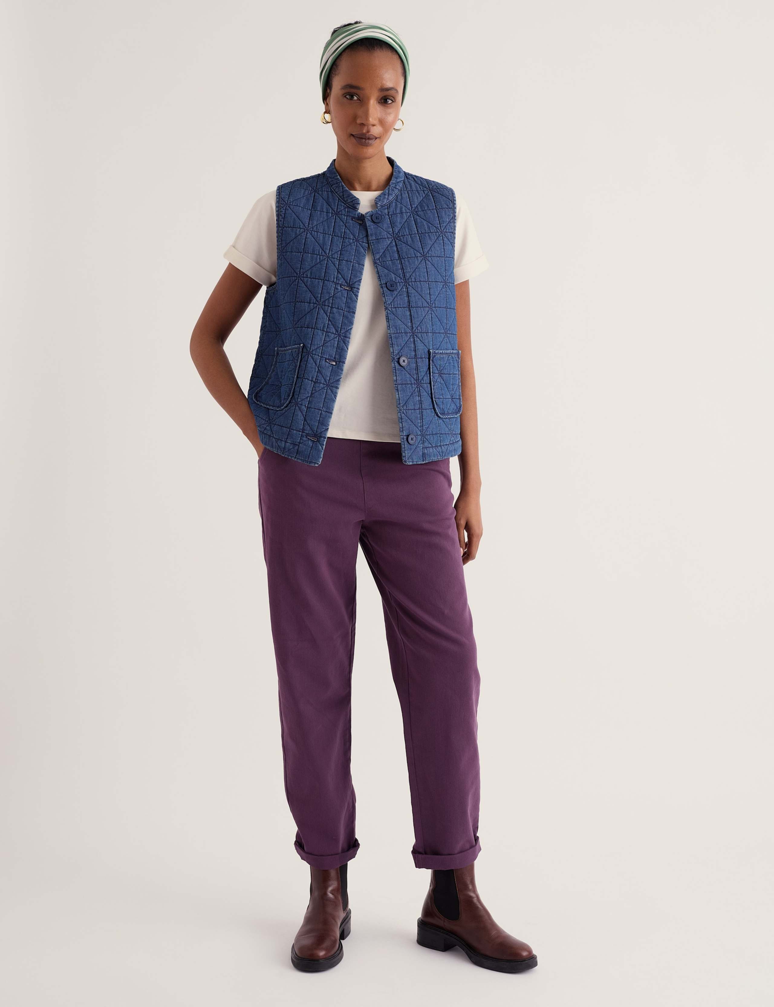 Cotton Rich Tapered Ankle Grazer Trousers