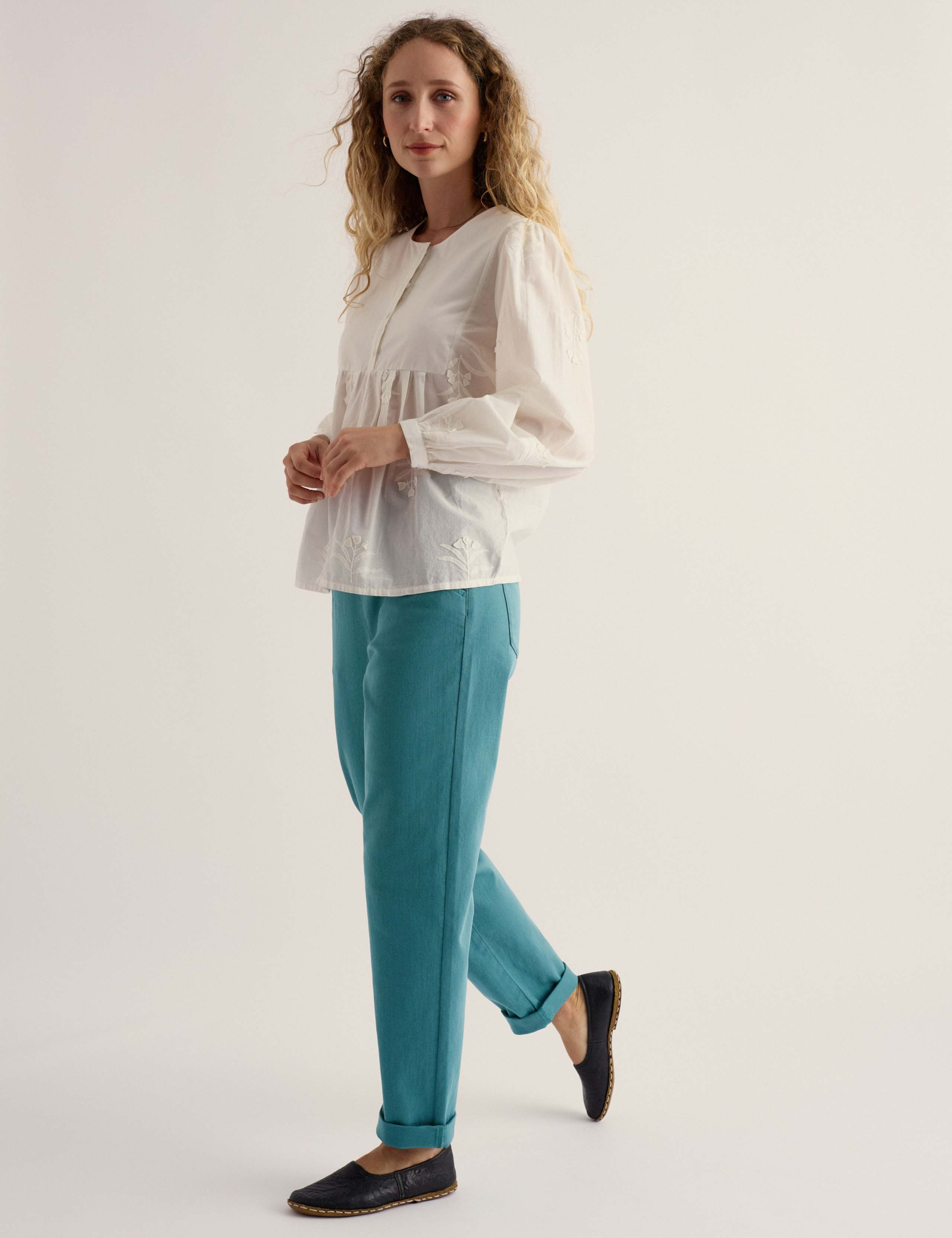 Cotton Rich Tapered Ankle Grazer Trousers