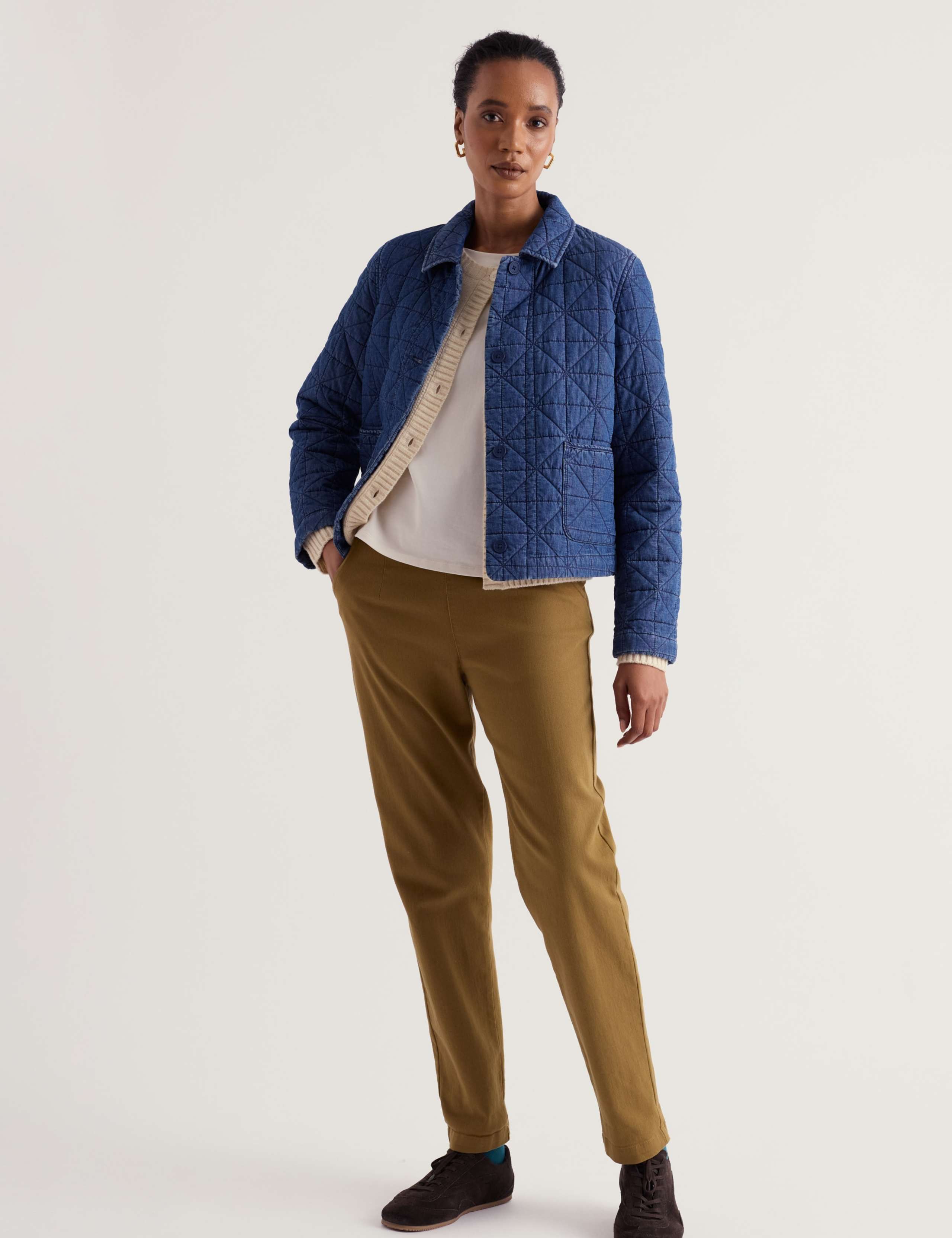 Cotton Rich Tapered Ankle Grazer Trousers
