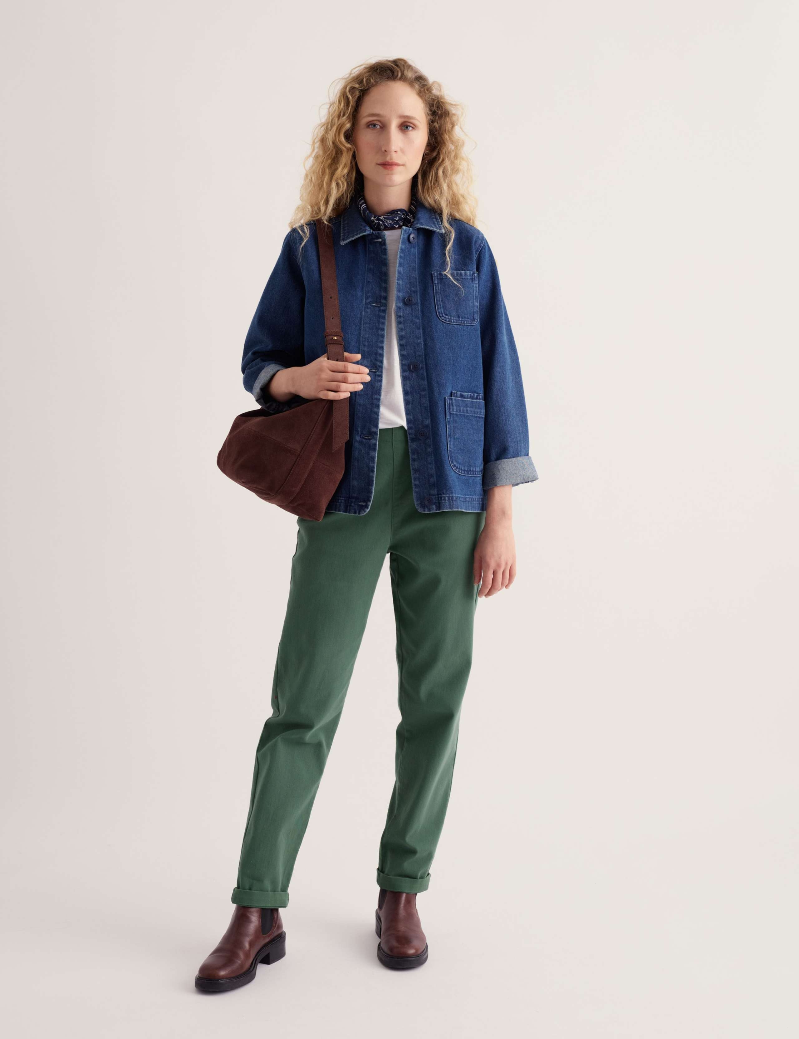 Cotton Rich Tapered Ankle Grazer Trousers