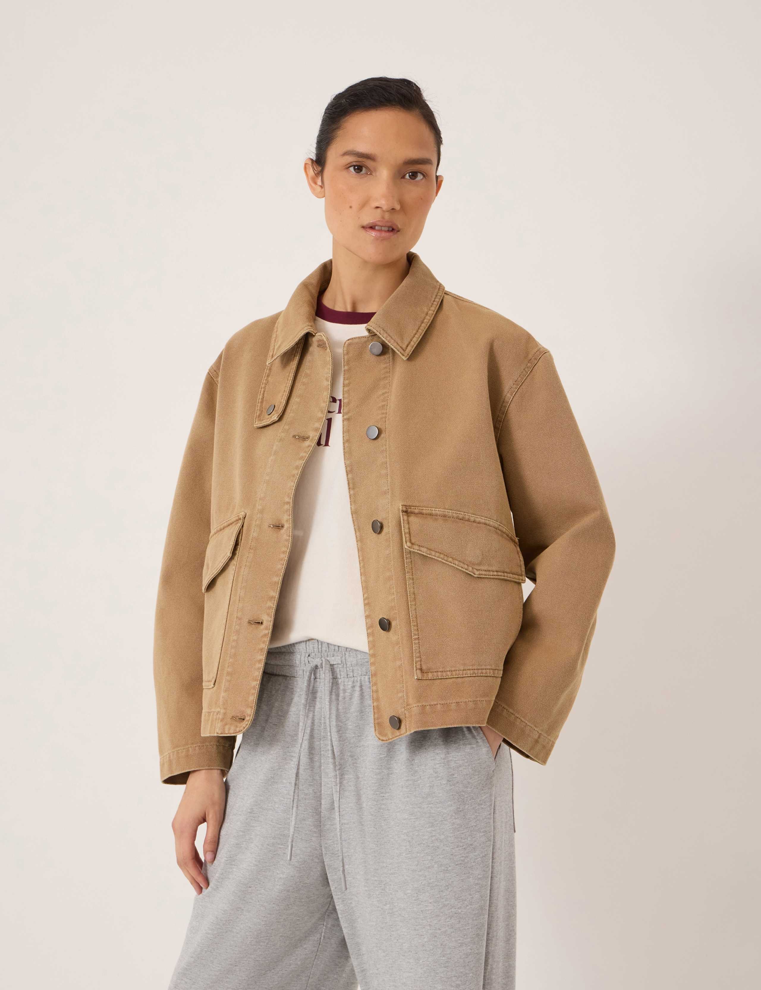 Pure Cotton Funnel Neck Utility Jacket