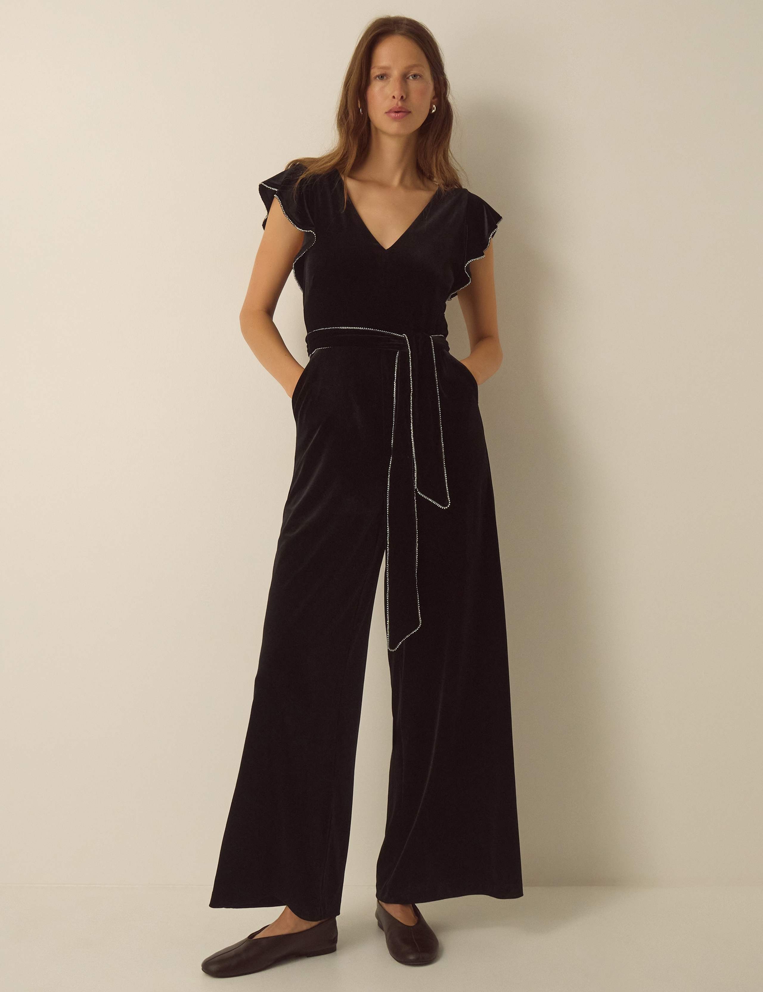 Velvet V Neck Jumpsuit