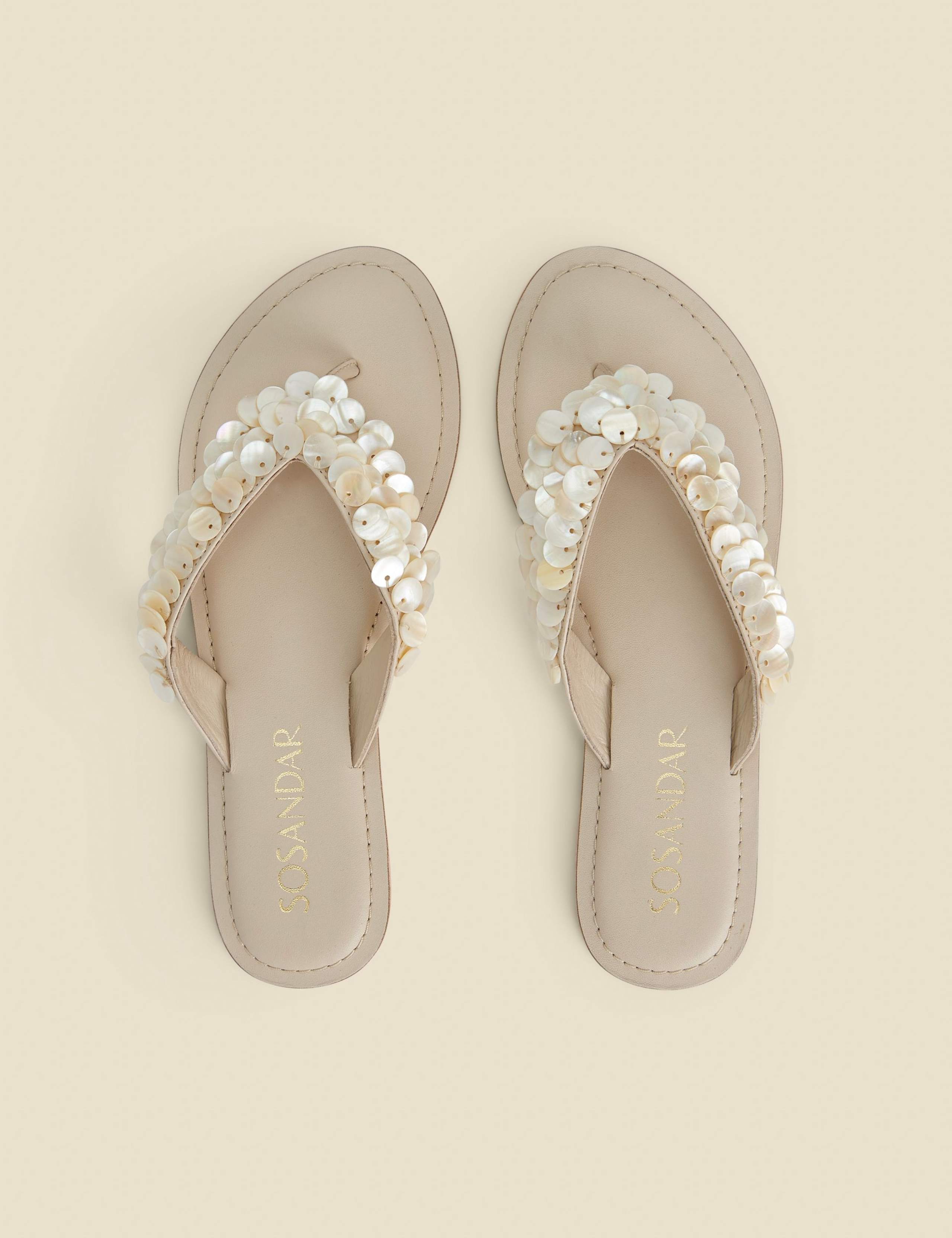 Leather Shell Flat Flip Flops