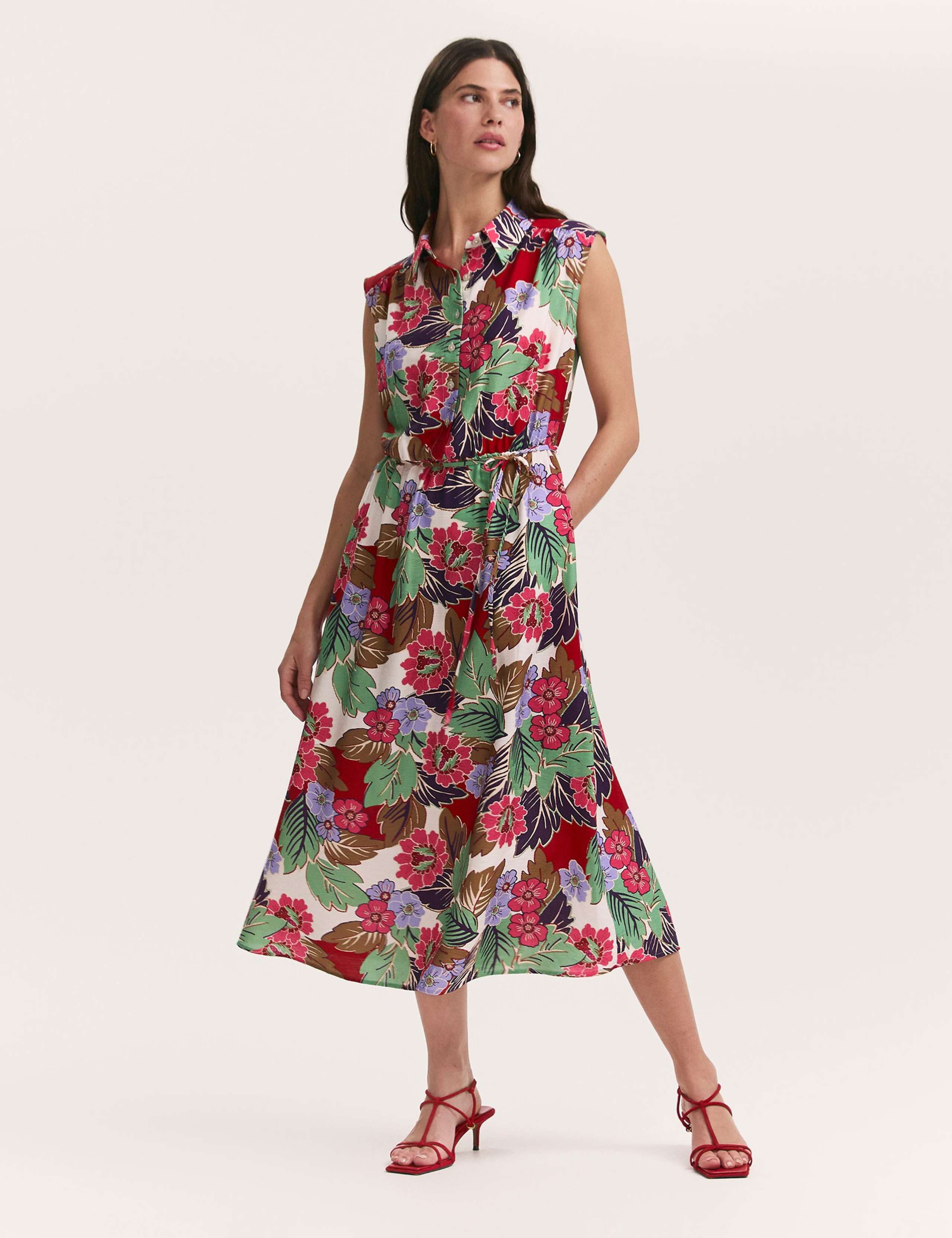Floral Midi Shirt Dress