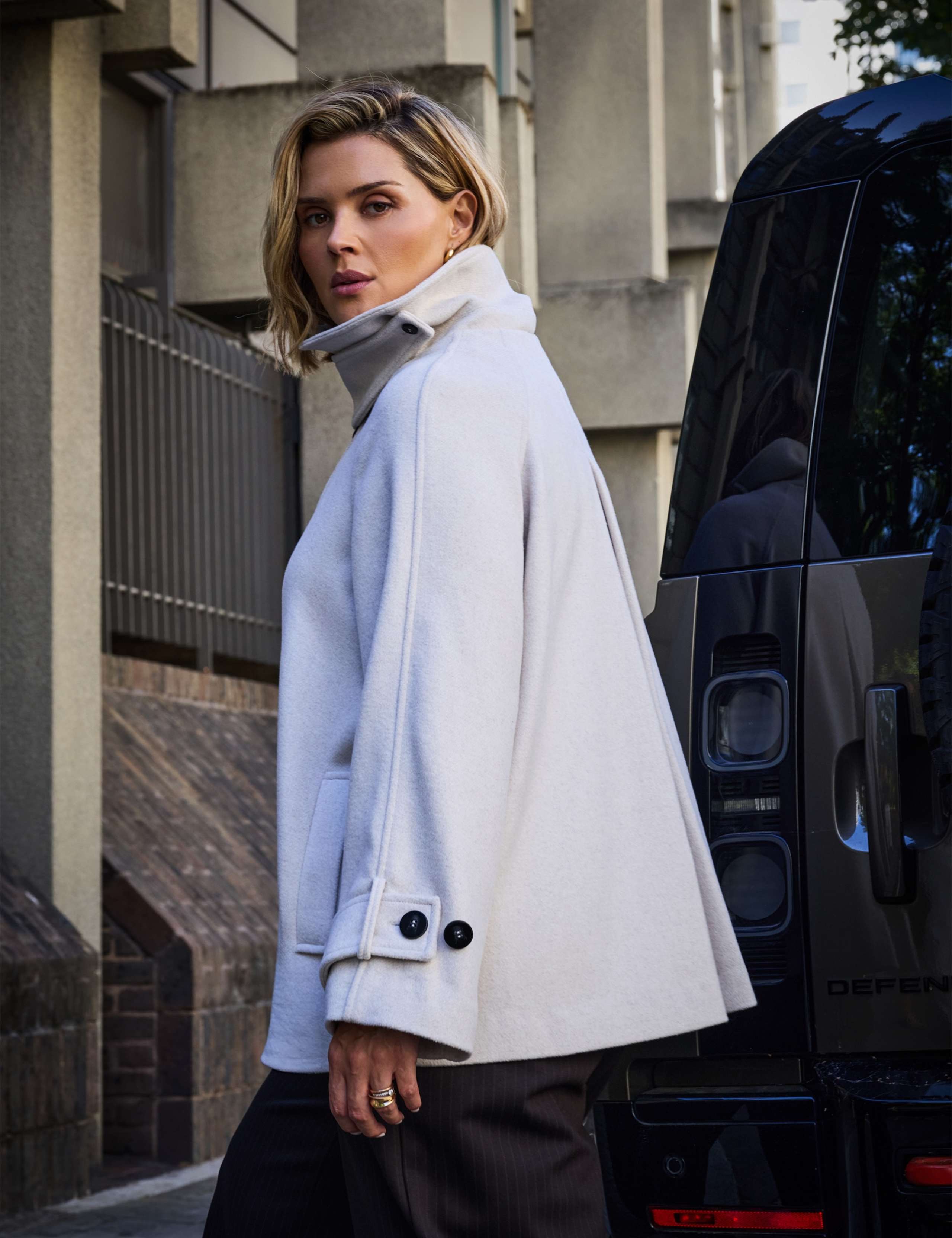 Curve Wool Blend Collared Car Coat