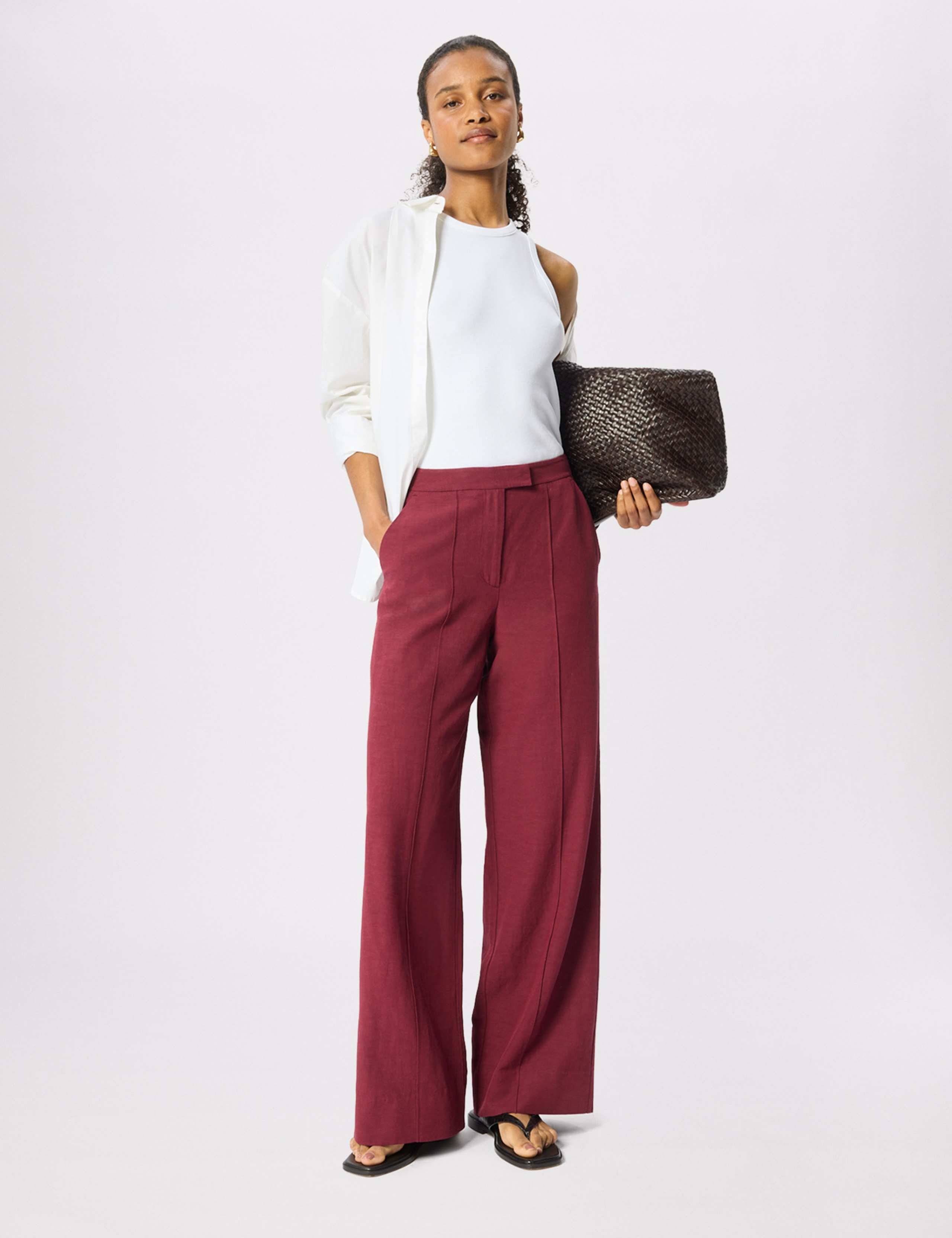 Pintuck Straight Leg Trousers