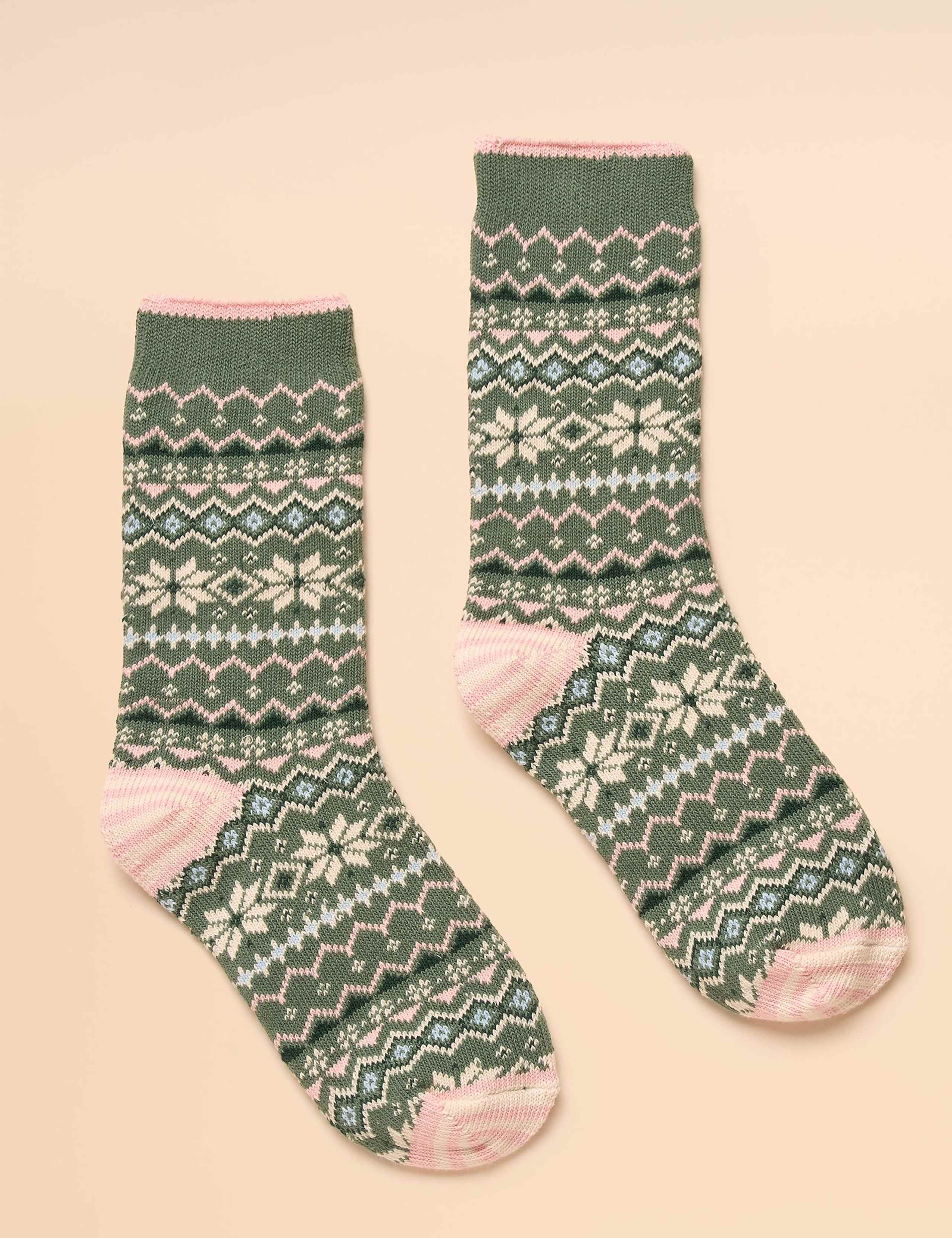 Cotton Rich Fair Isle Ankle High Socks