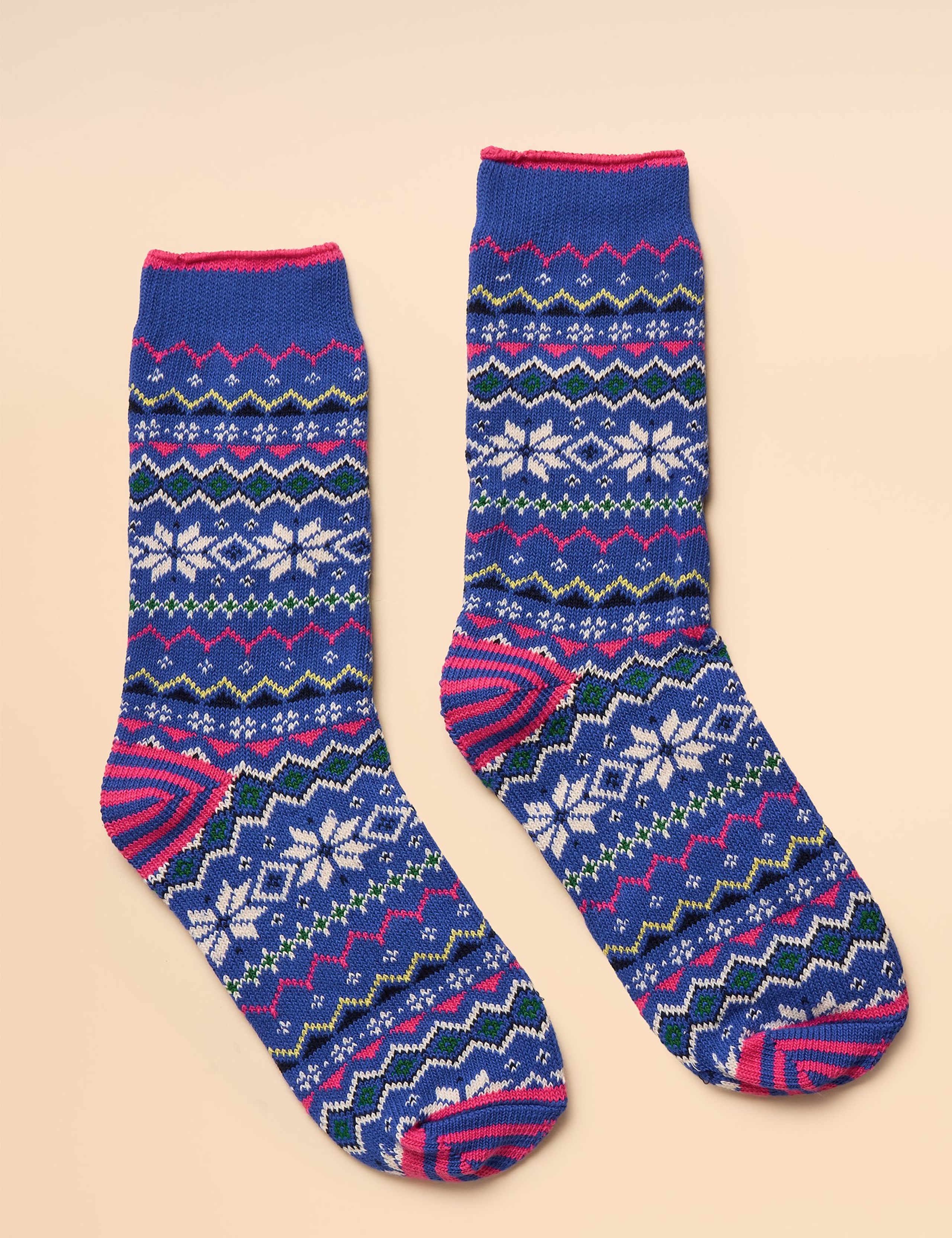 Cotton Rich Fair Isle Ankle High Socks