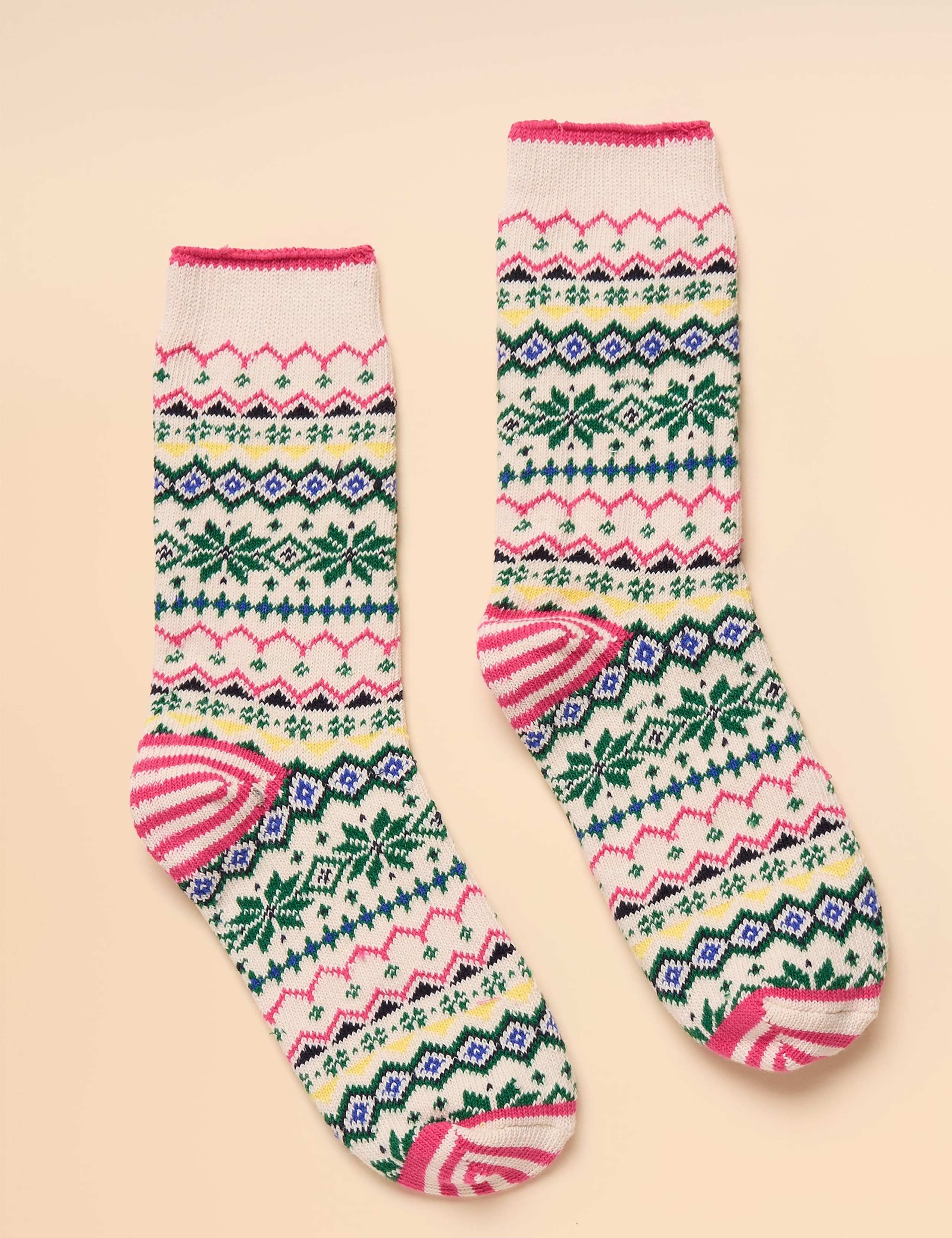 Cotton Rich Fair Isle Ankle High Socks