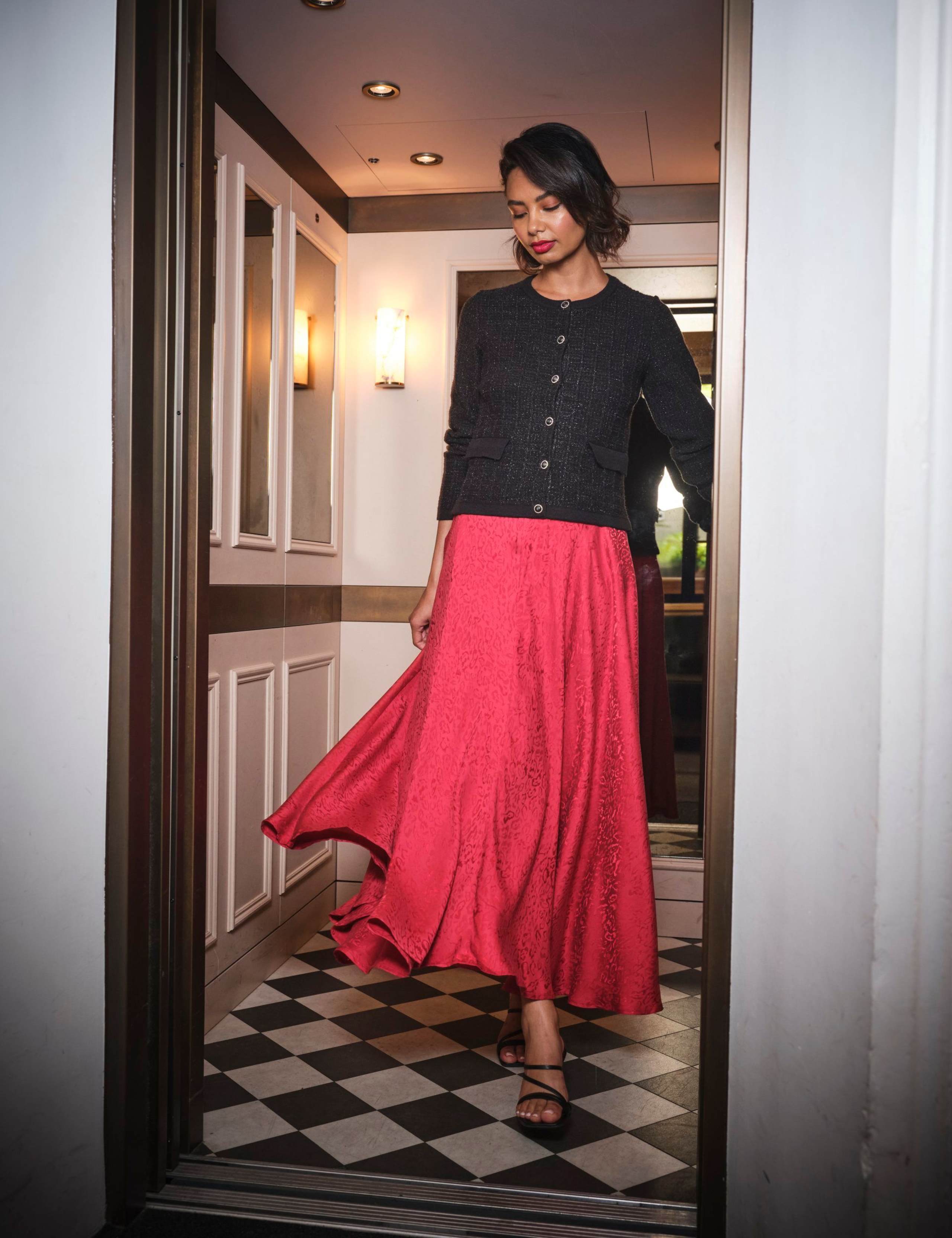 Lyocell Rich Midi A-Line Skirt