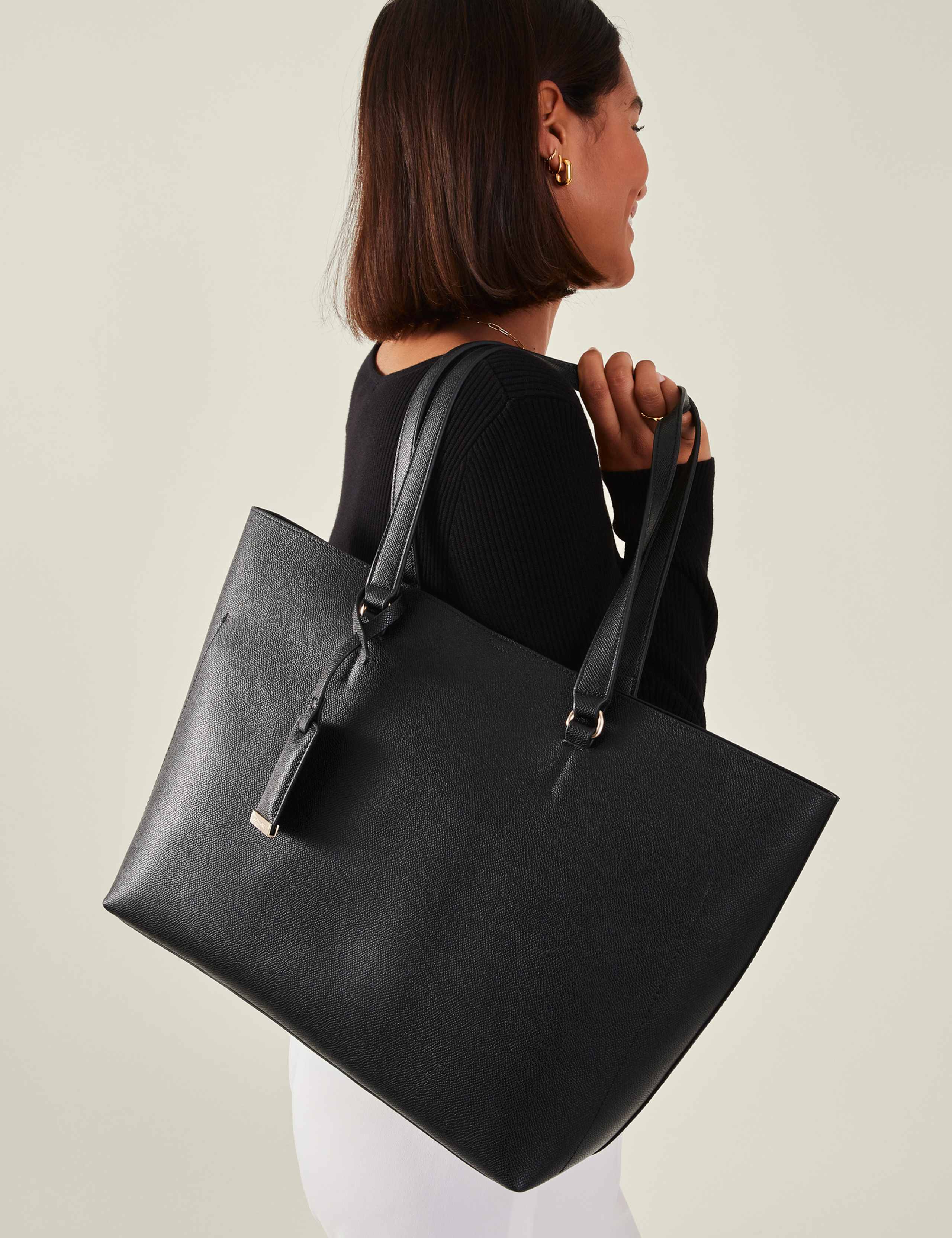 Faux Leather Shoulder Tote Bag