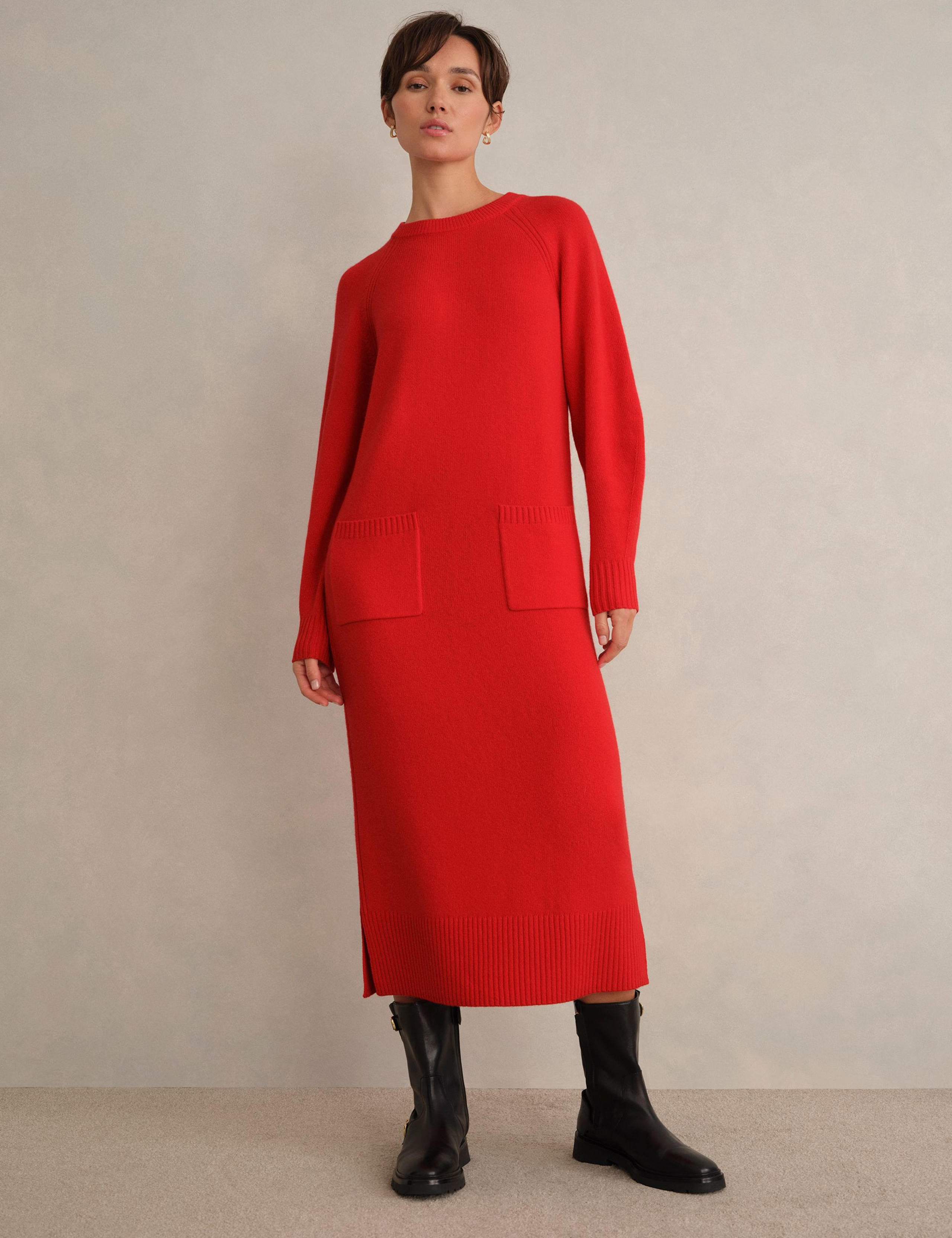 Merino Wool Rich Knitted Midi Jumper Dress