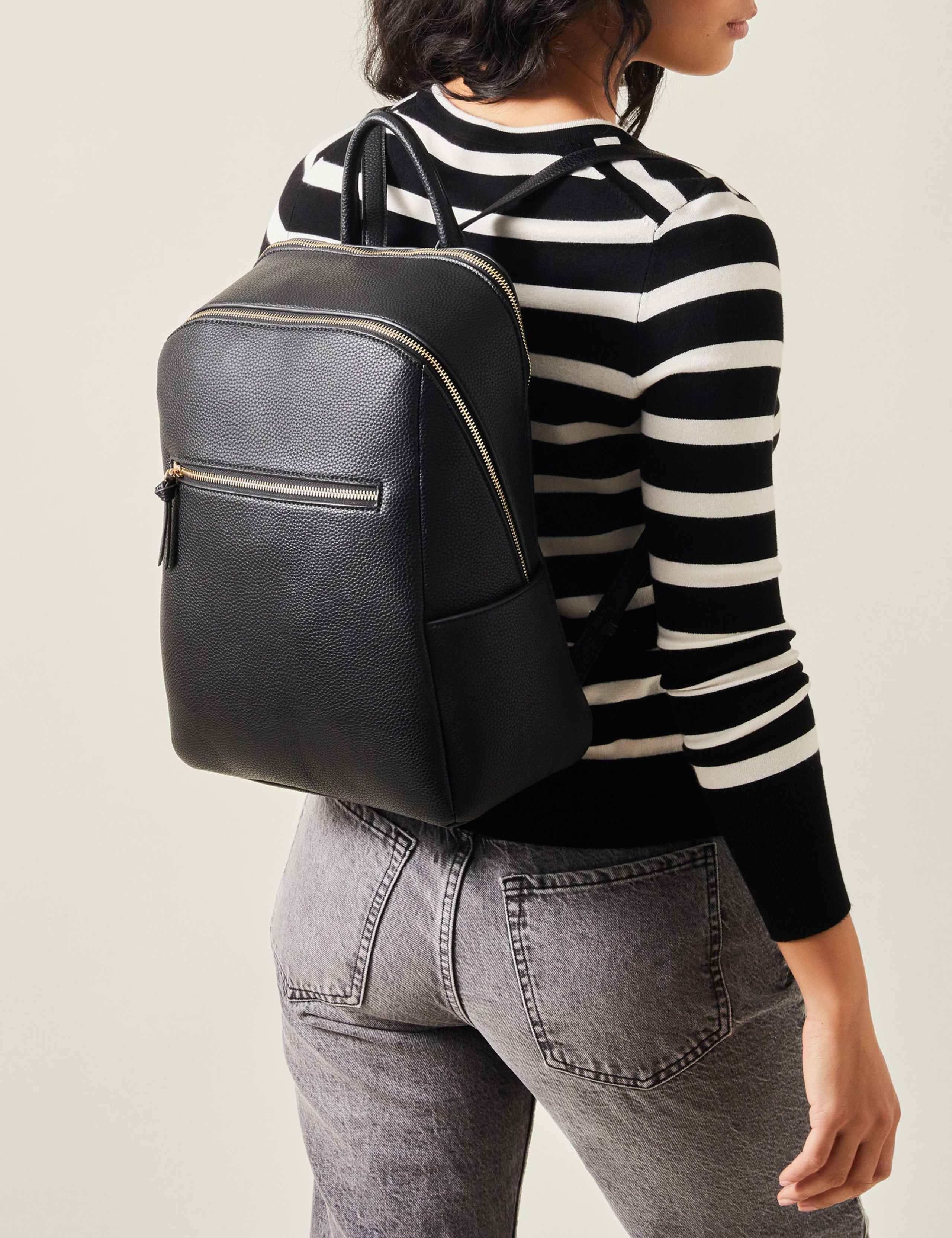 Faux Leather Zip Around Backpack