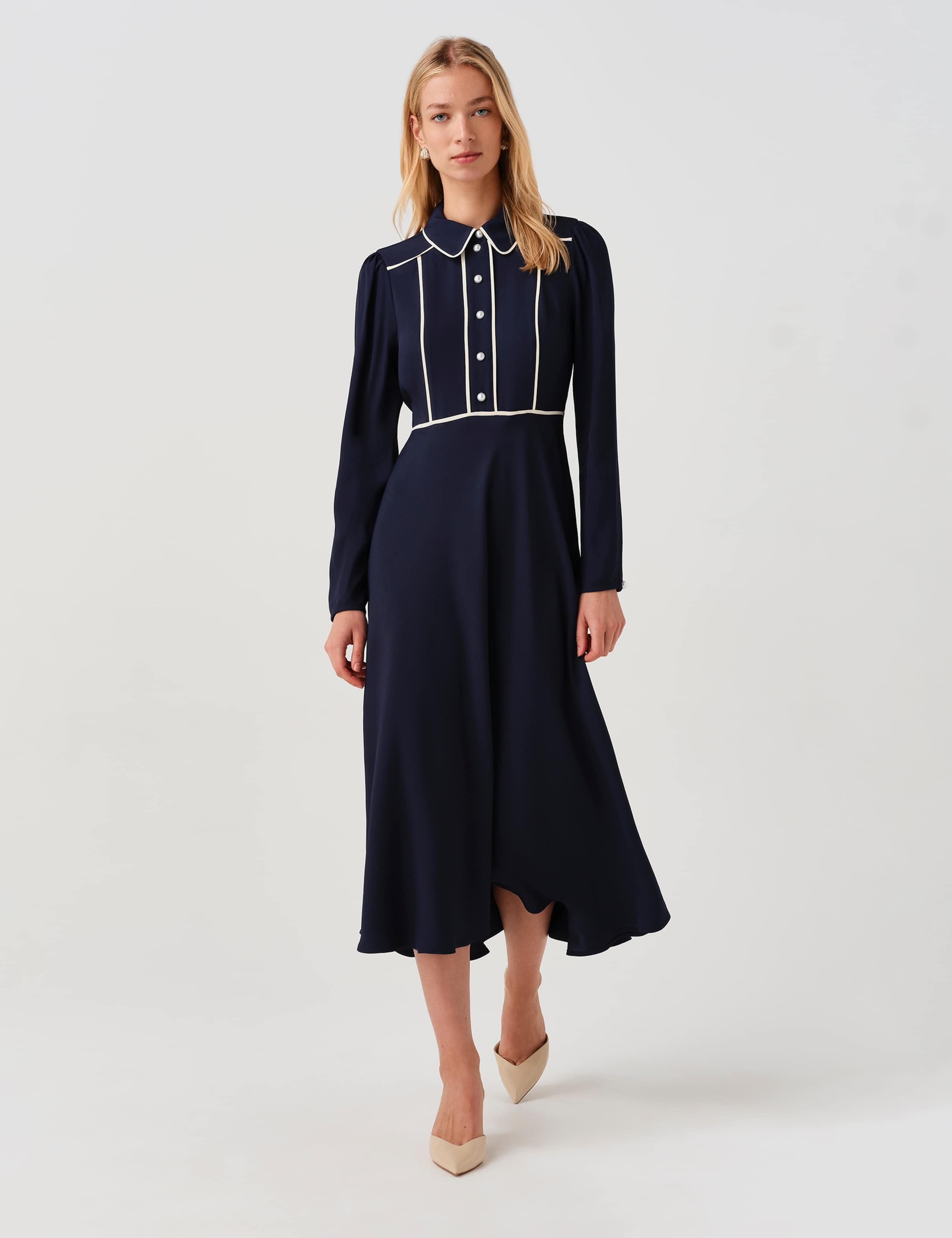 Satin Midi Waisted Dress