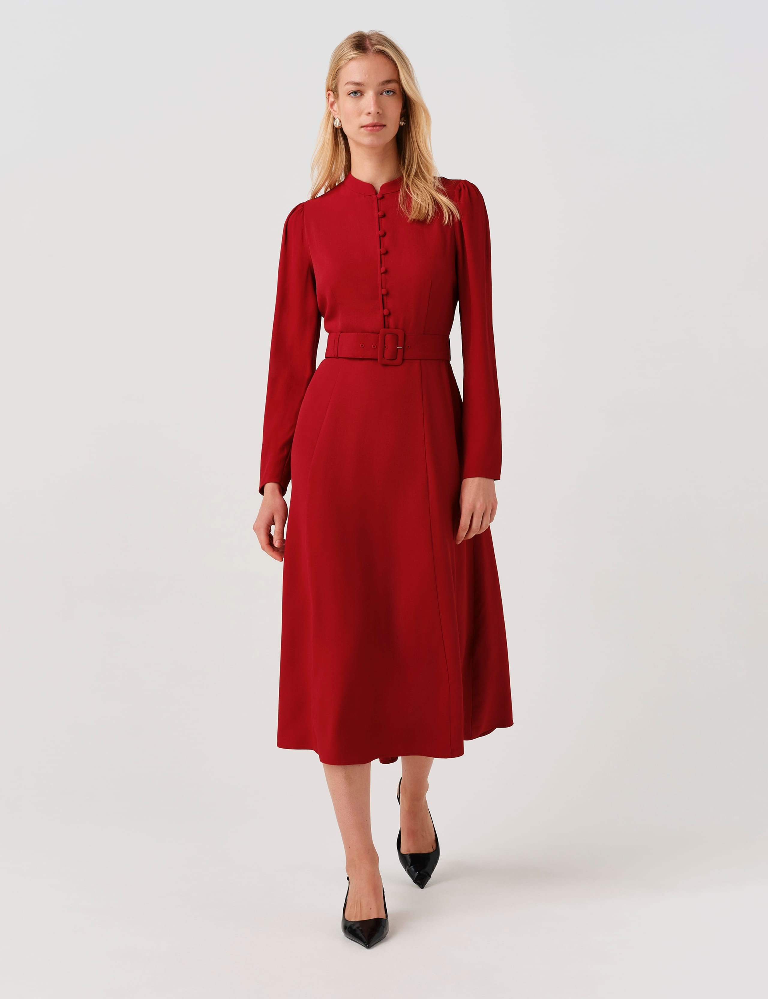 Belted Midi Waisted Dress
