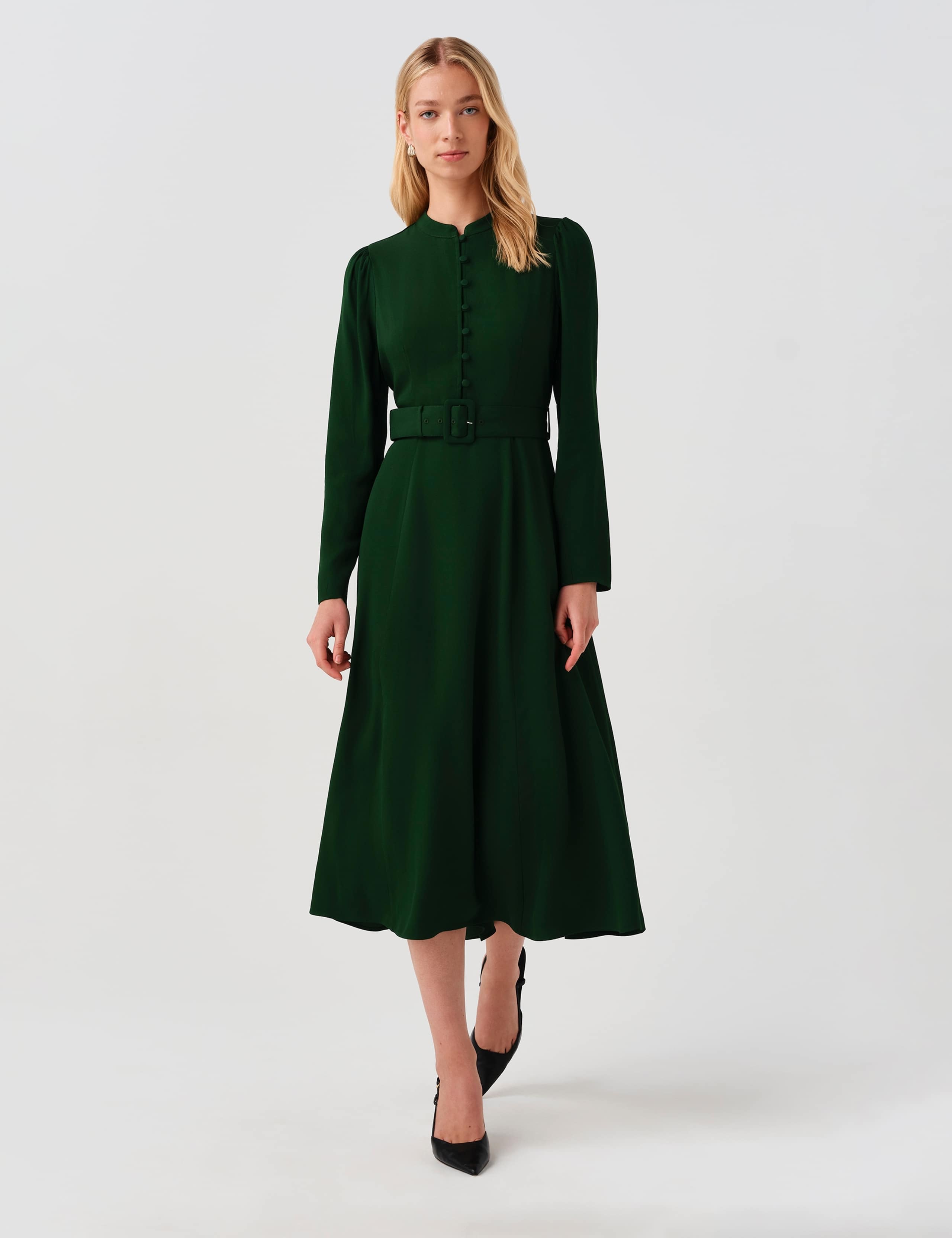Belted Midi Waisted Dress