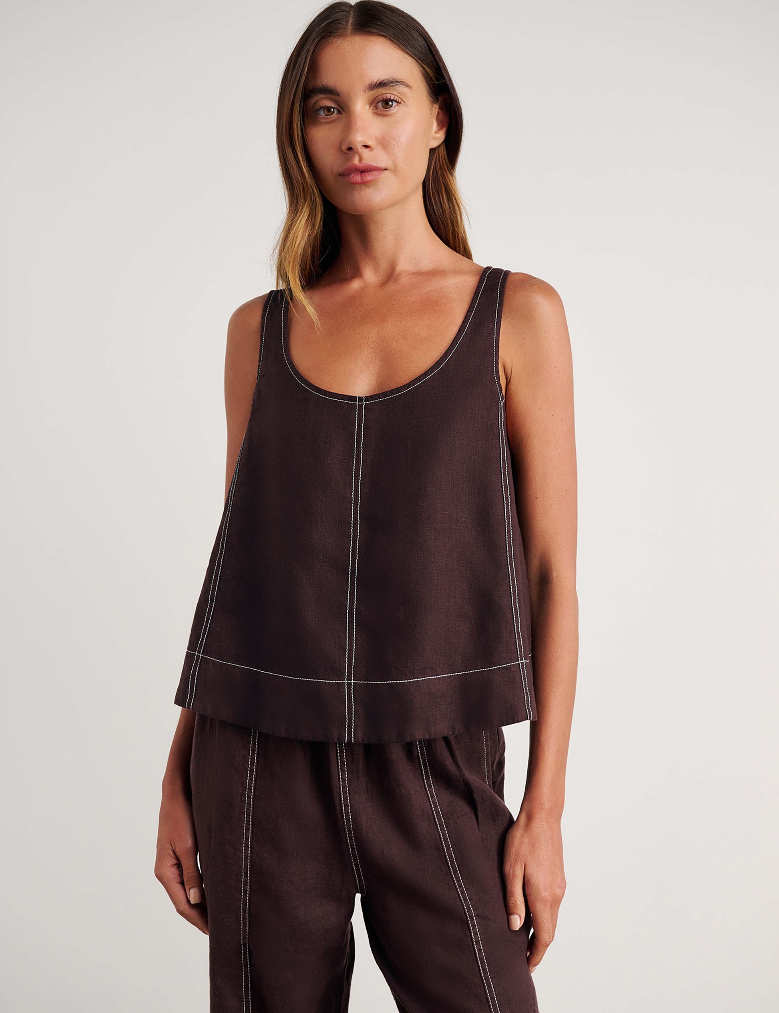 Pure Linen Scoop Neck Cami Top