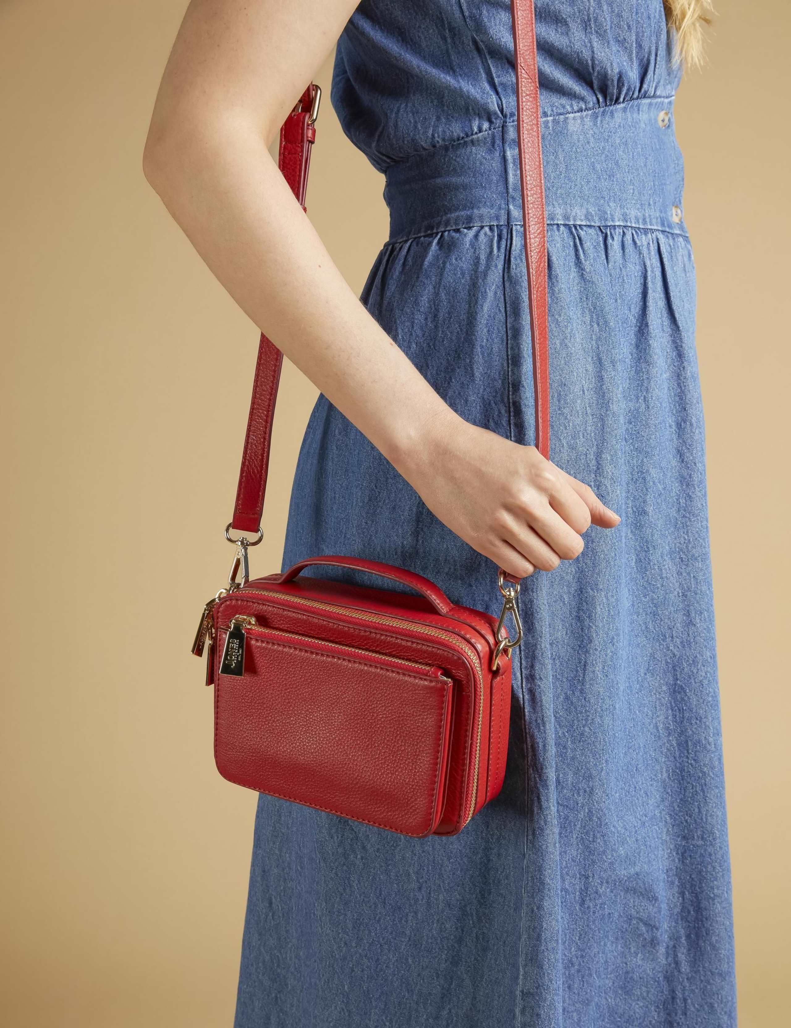 Leather Zip Around Cross Body Bag