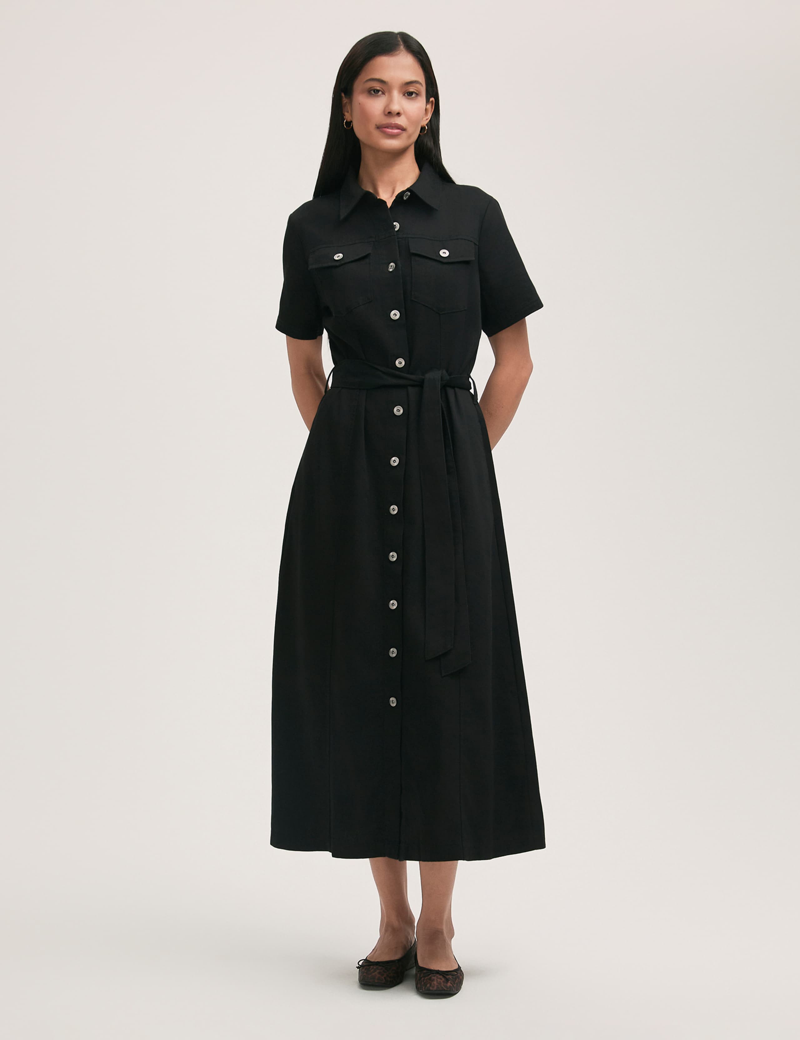 Cotton Rich Denim Midi Shirt Dress